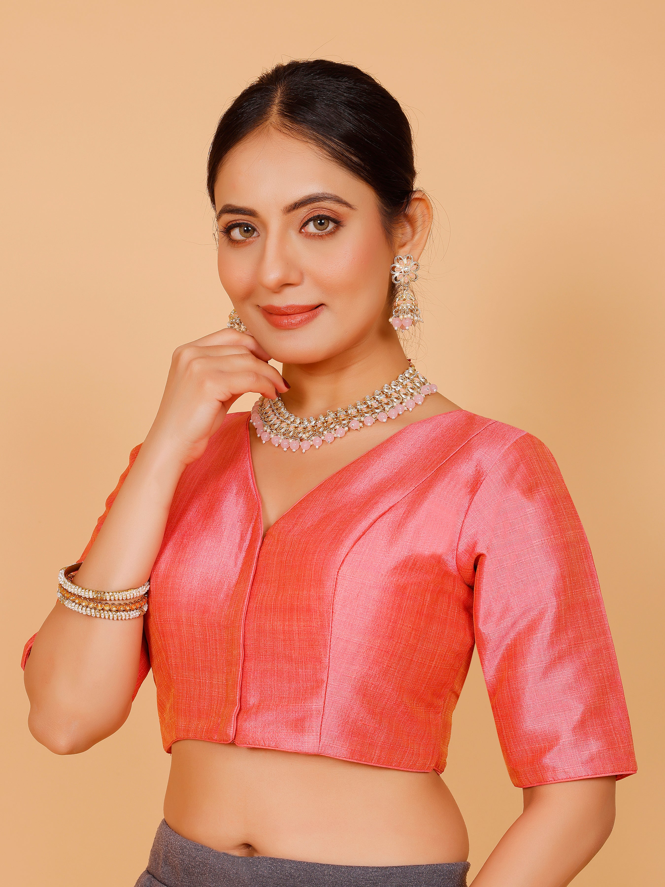 Ladies Silk Plain Blouse