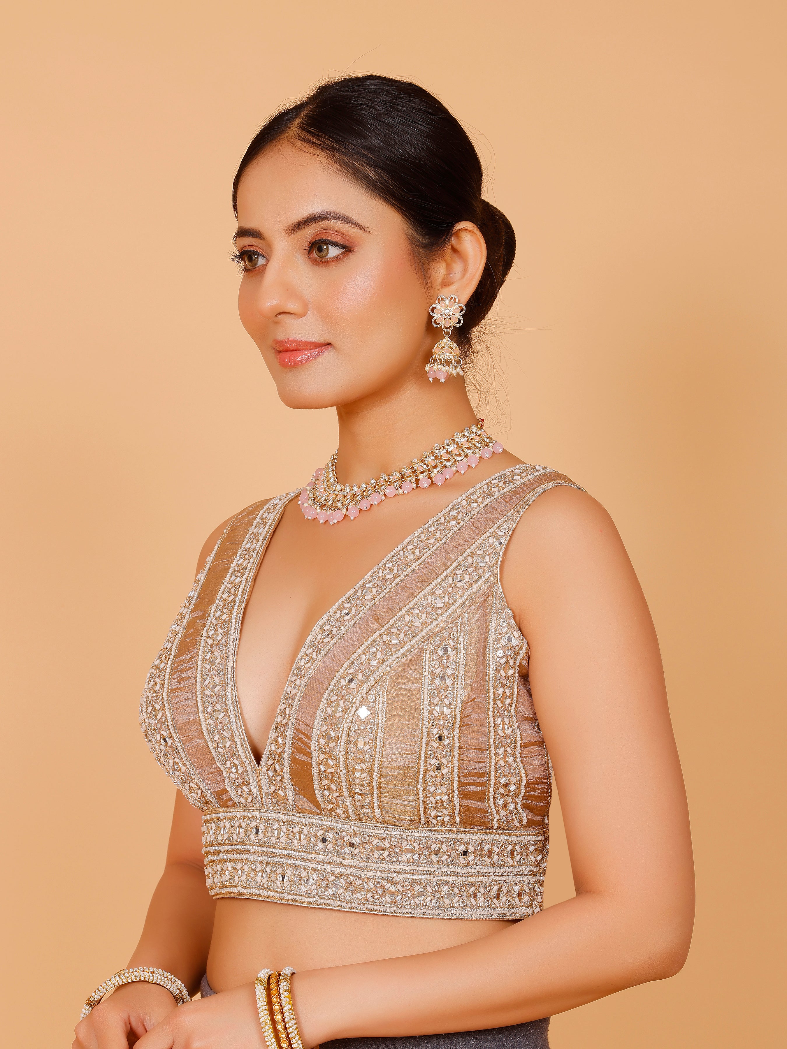 Ladies Silk Stone Work Blouse
