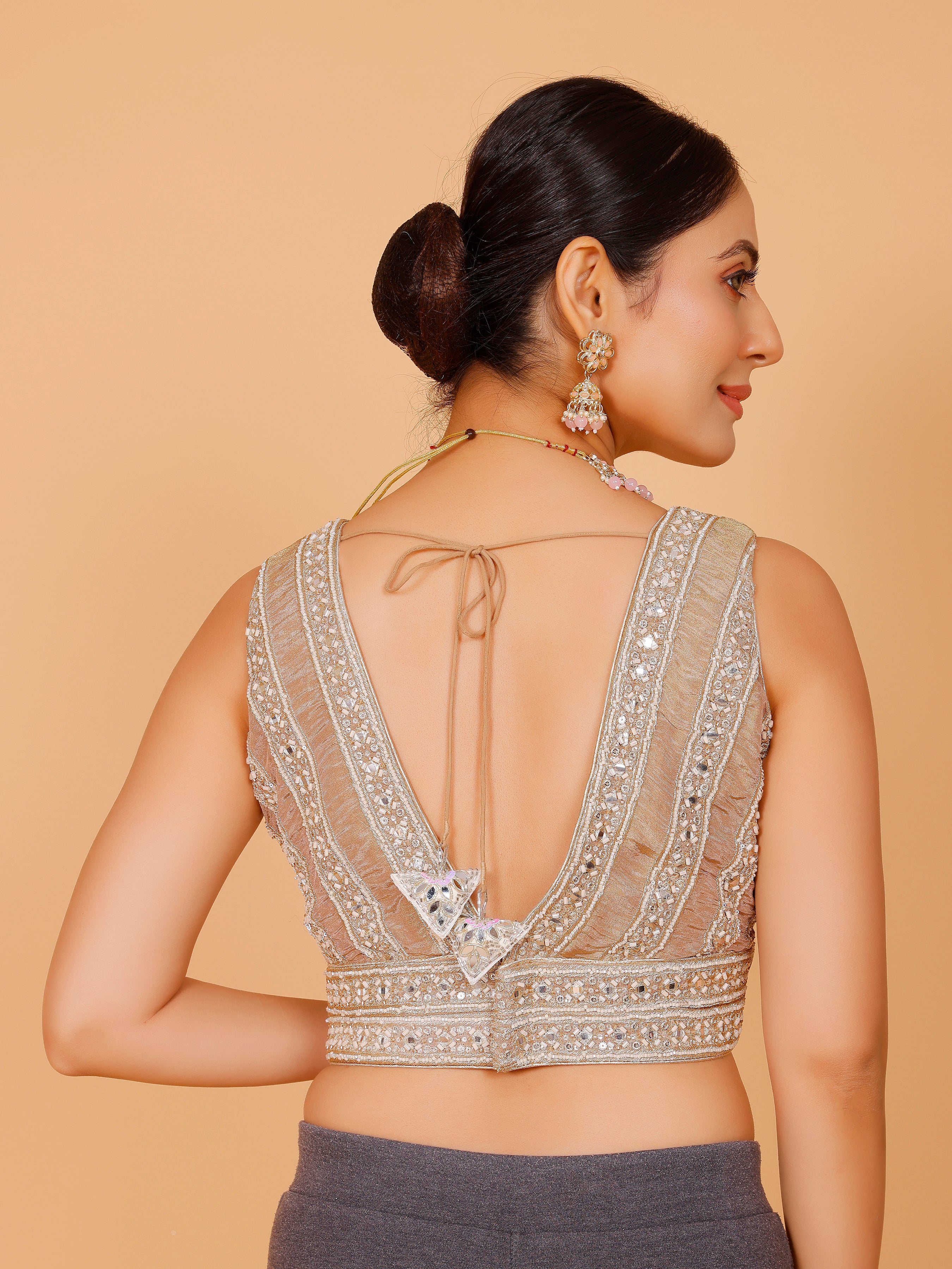 Ladies Silk Stone Work Blouse