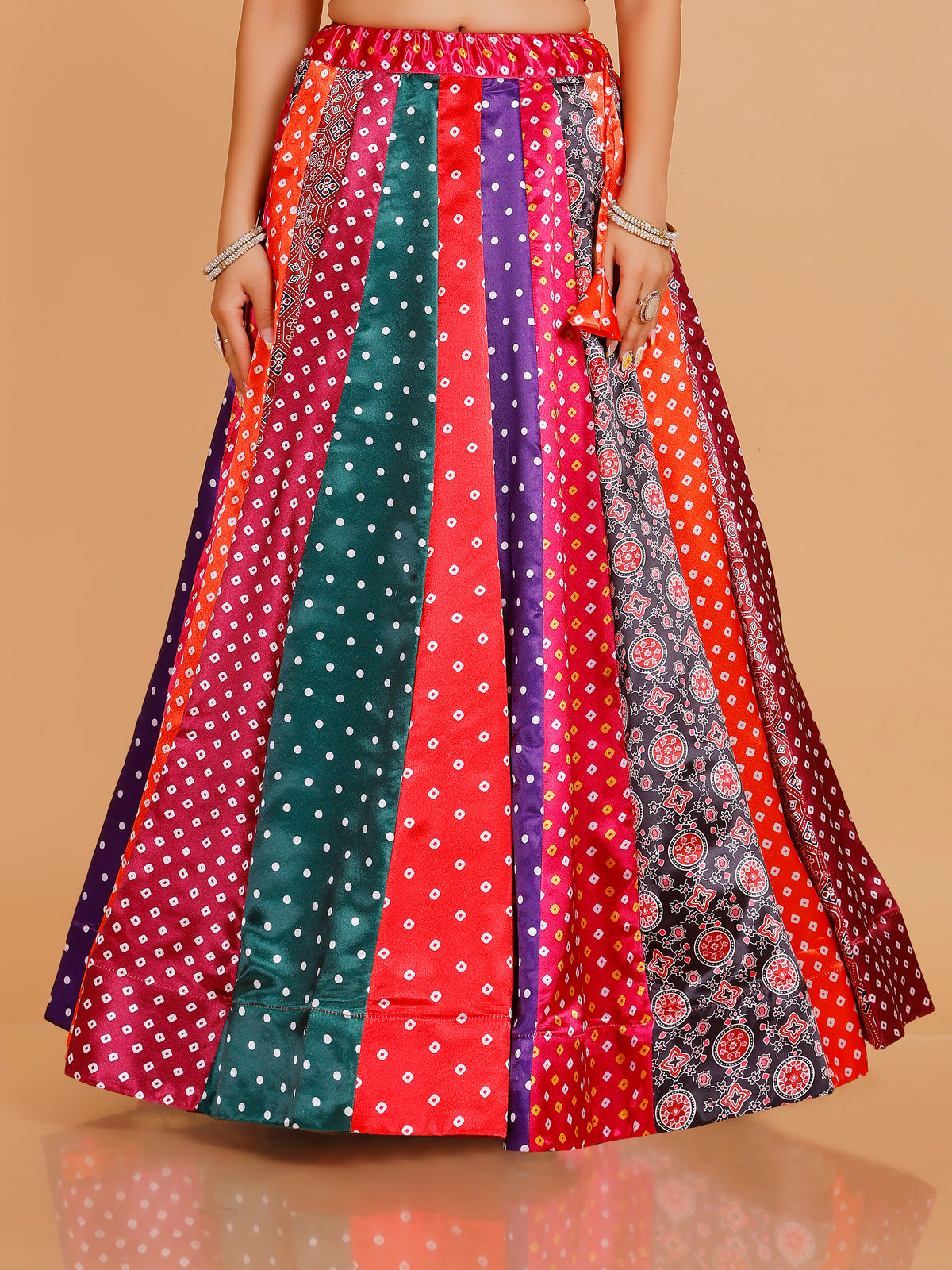 Vidhi Silk Multi-Print Skirt
