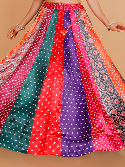 Vidhi Silk Multi-Print Skirt