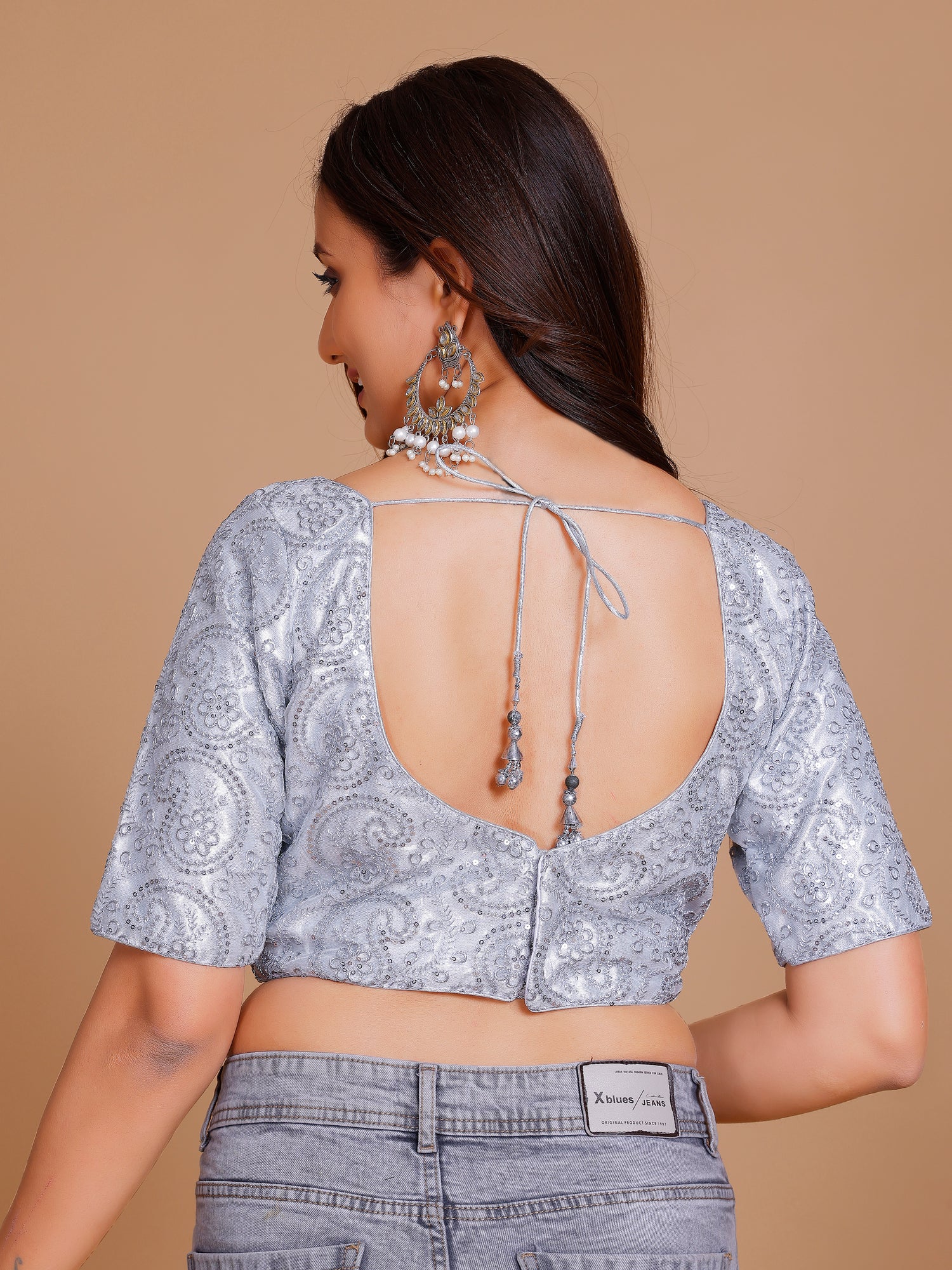 Net Embroidered Tiki Work Blouse