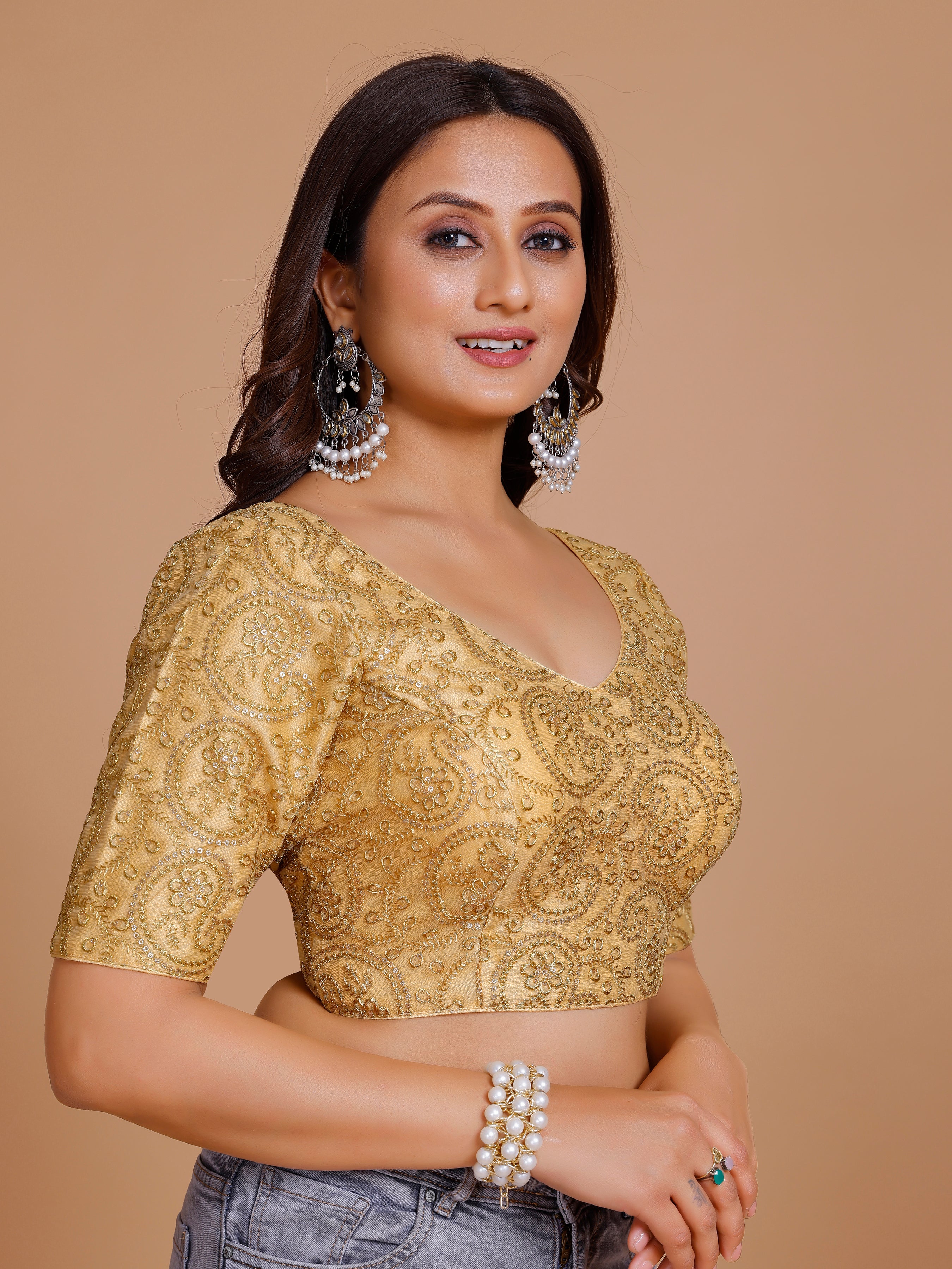 Net Embroidered Tiki Work Blouse