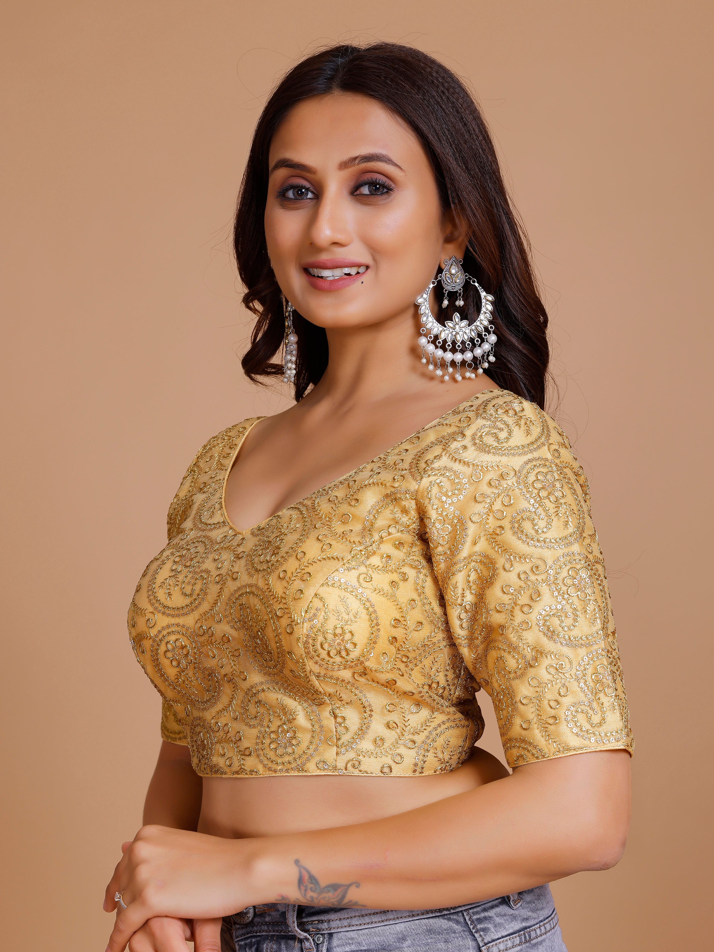 Net Embroidered Tiki Work Blouse