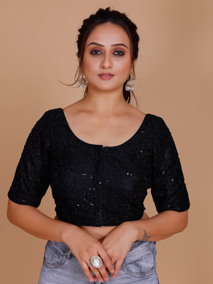 Net Embroidered Tiki Work Blouse