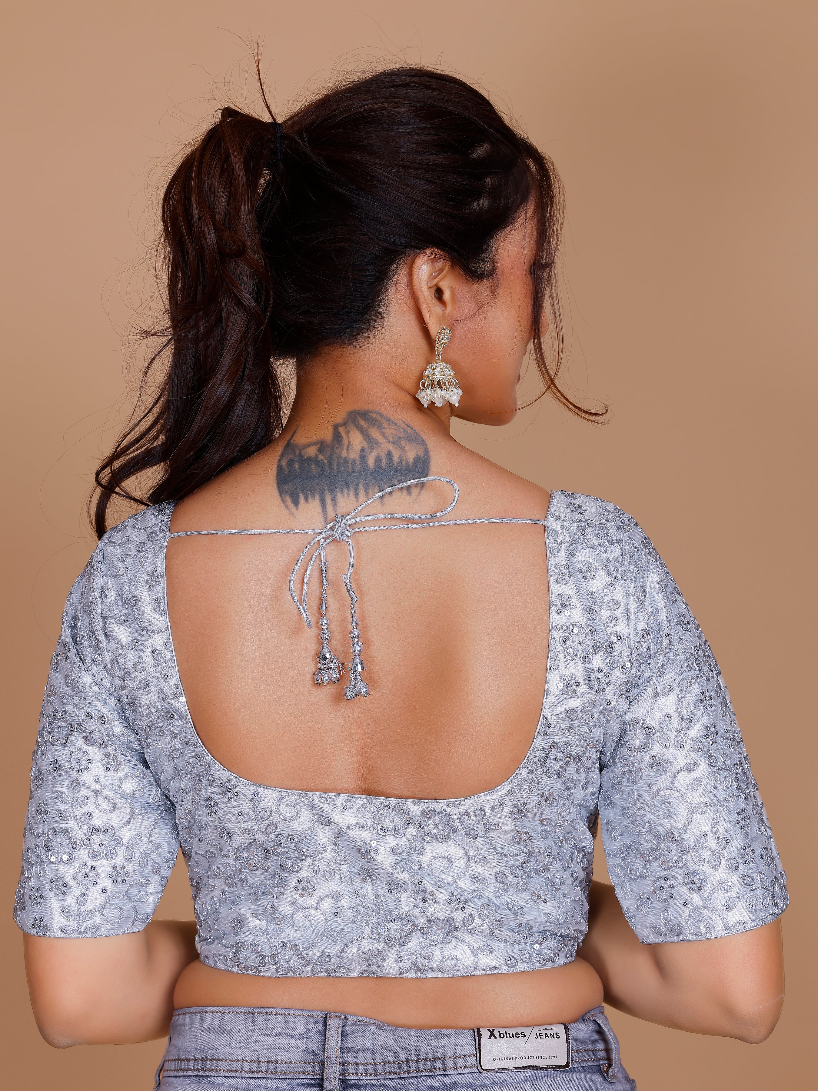 Net Embroidered Tiki Work Blouse