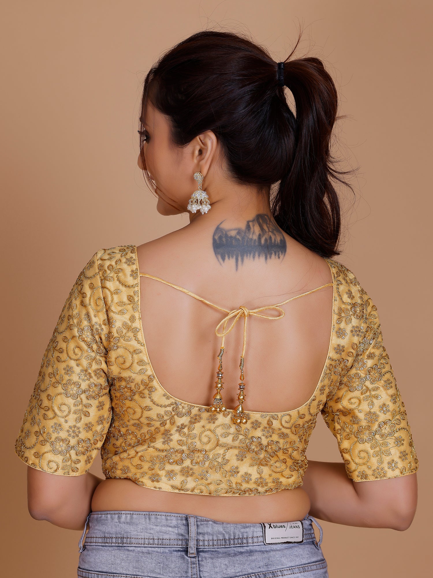 Net Embroidered Tiki Work Blouse