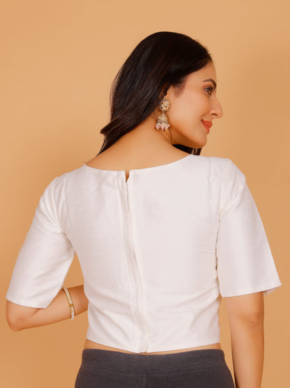 Ladies Dupion Silk Crop Top Blouse