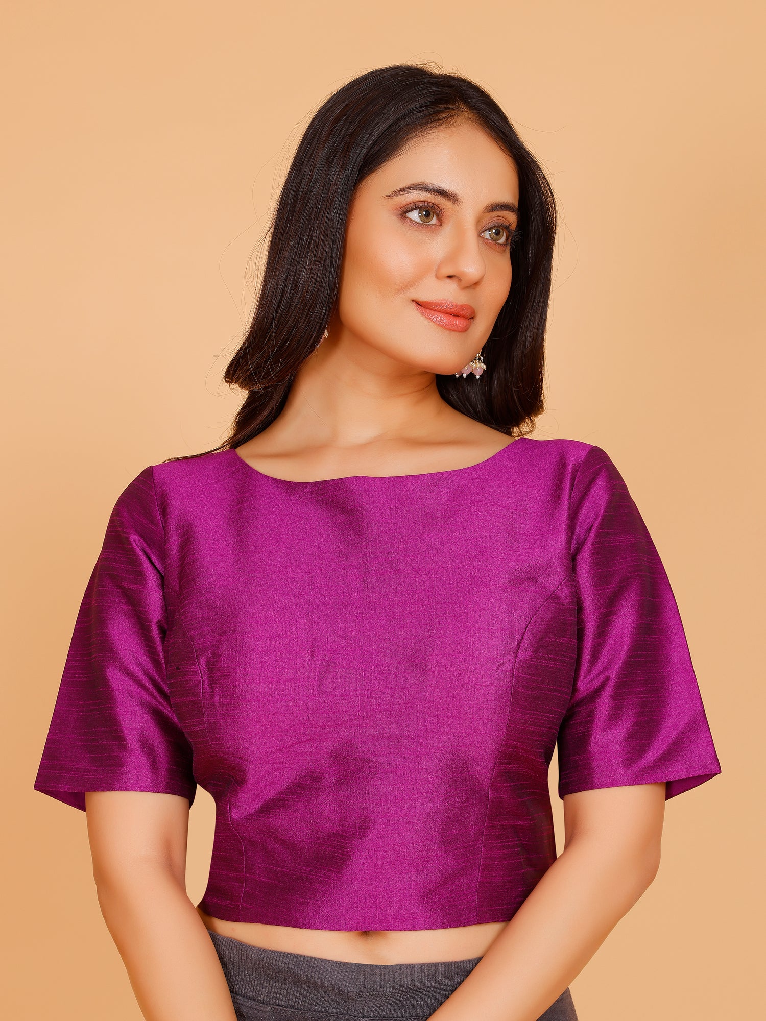 Ladies Dupion Silk Crop Top Blouse