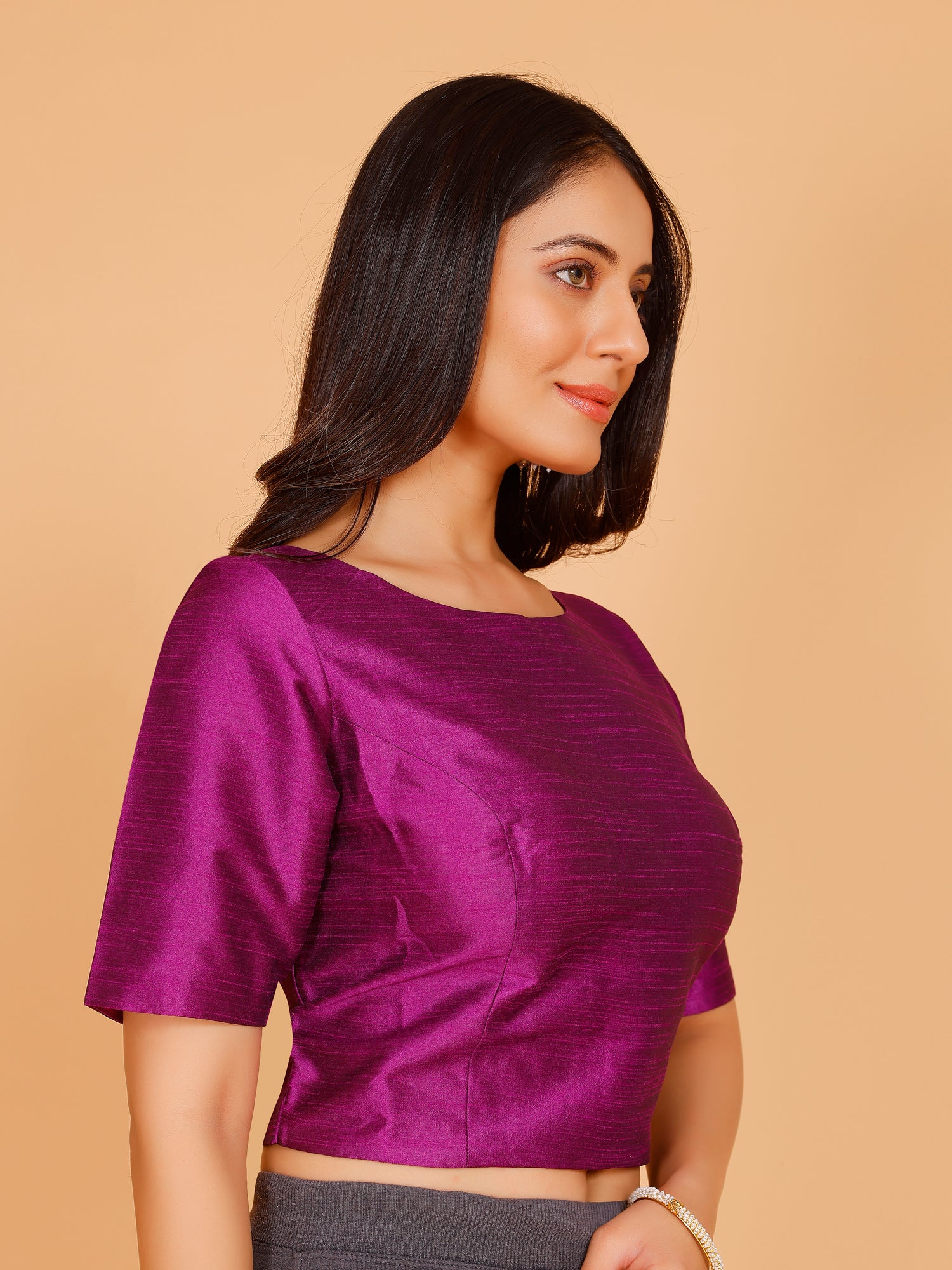 Ladies Dupion Silk Crop Top Blouse