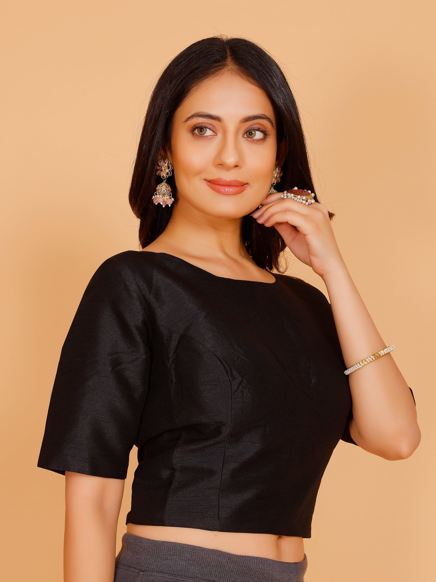 Ladies Dupion Silk Crop Top Blouse