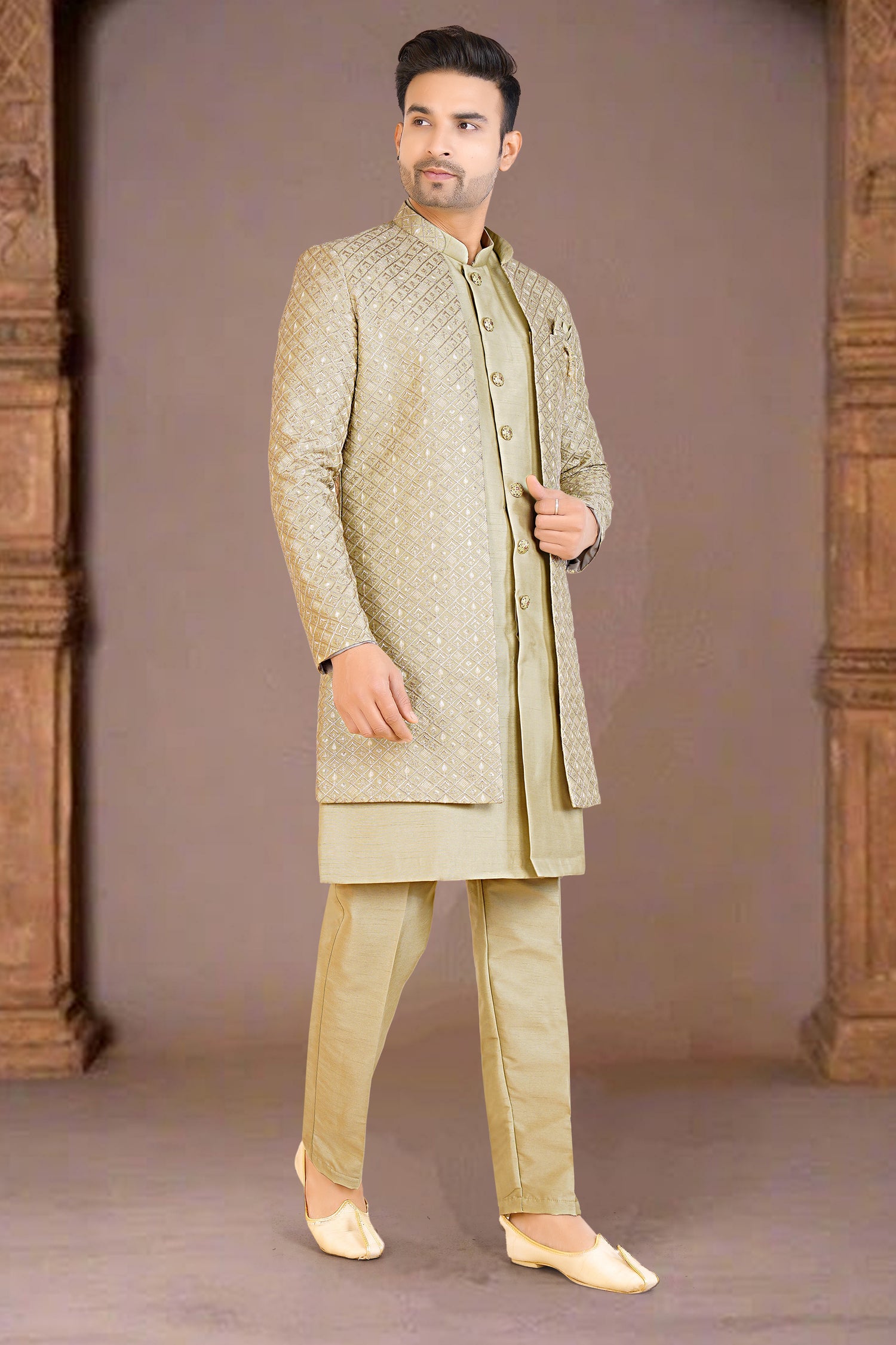 Mens Kurta Set With Jacket