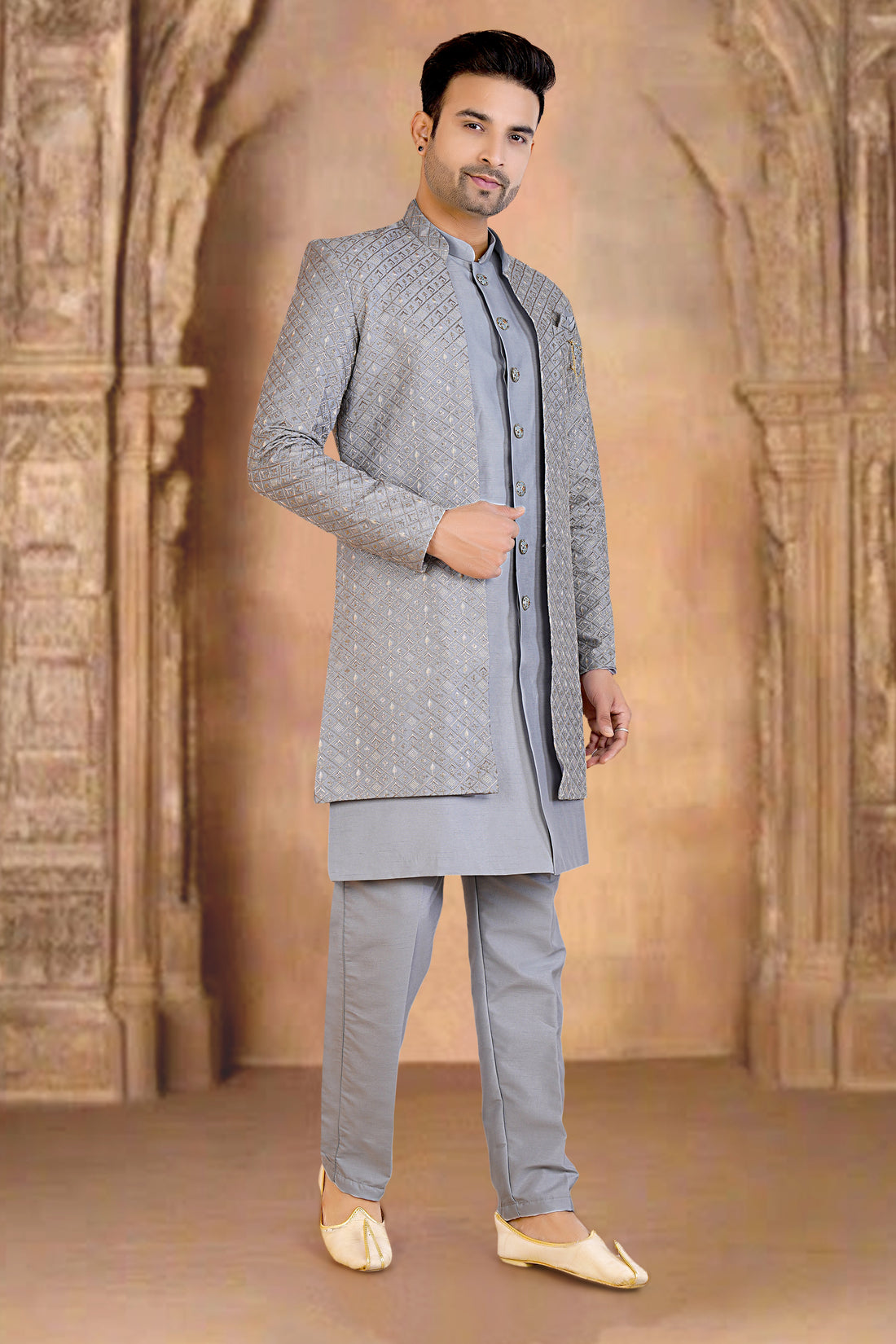 Mens Kurta Set With Jacket