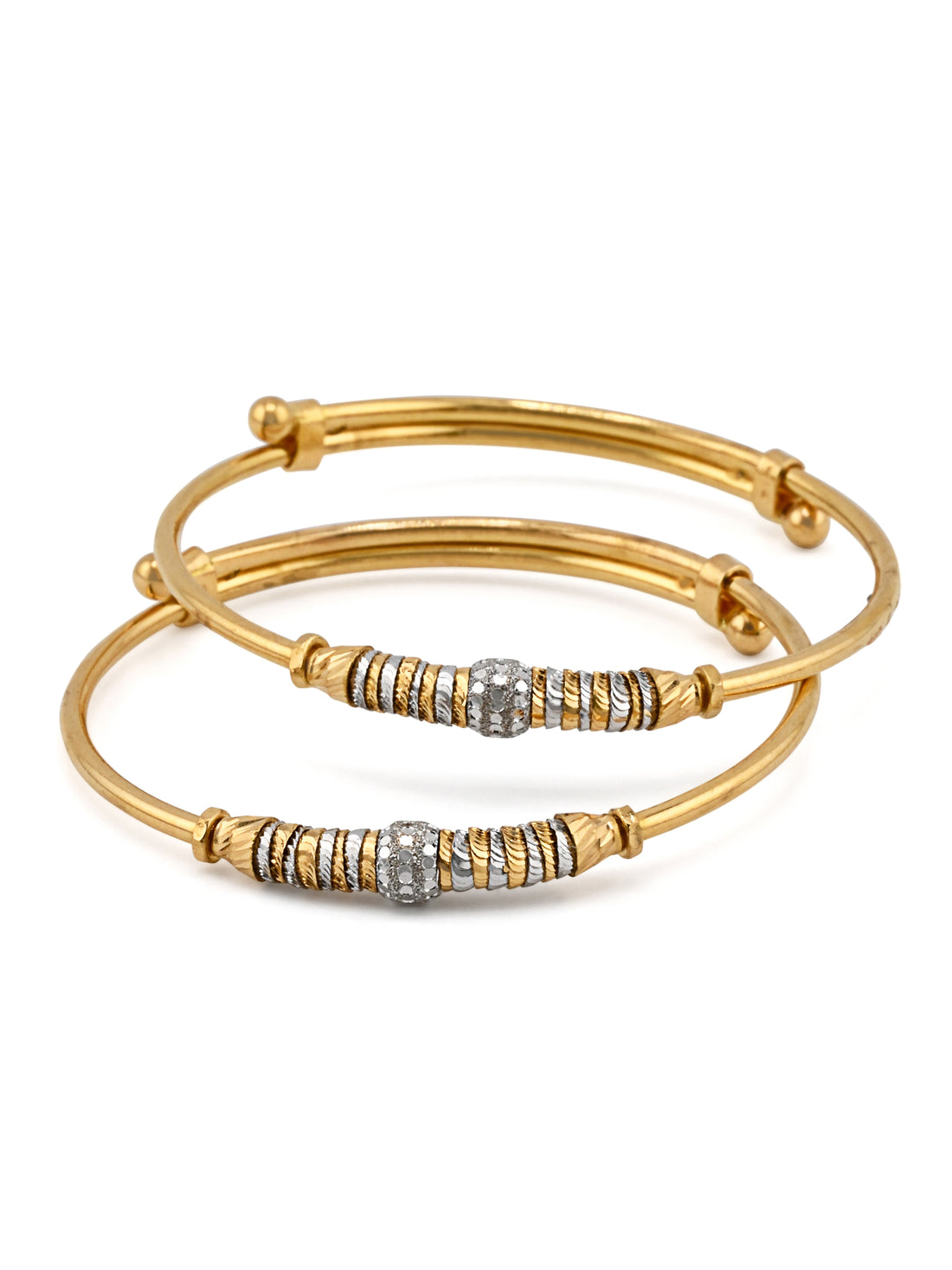 22ct Gold Two Tone Adjustable Pair Baby Bangle