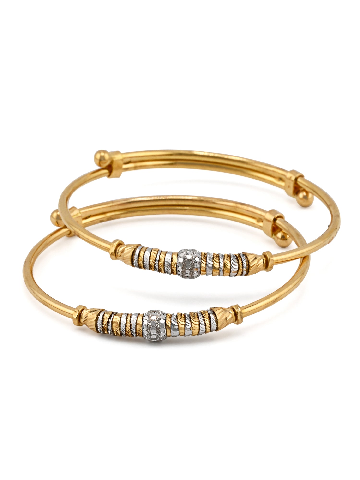 22ct Gold Two Tone Adjustable Pair Baby Bangle
