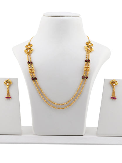 22ct Gold 2 Row CZ Necklace Set