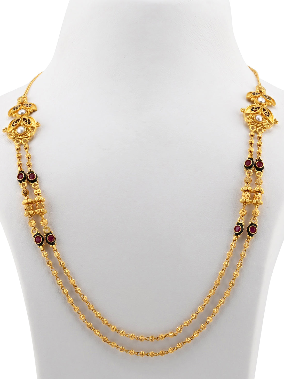 22ct Gold 2 Row CZ Necklace Set