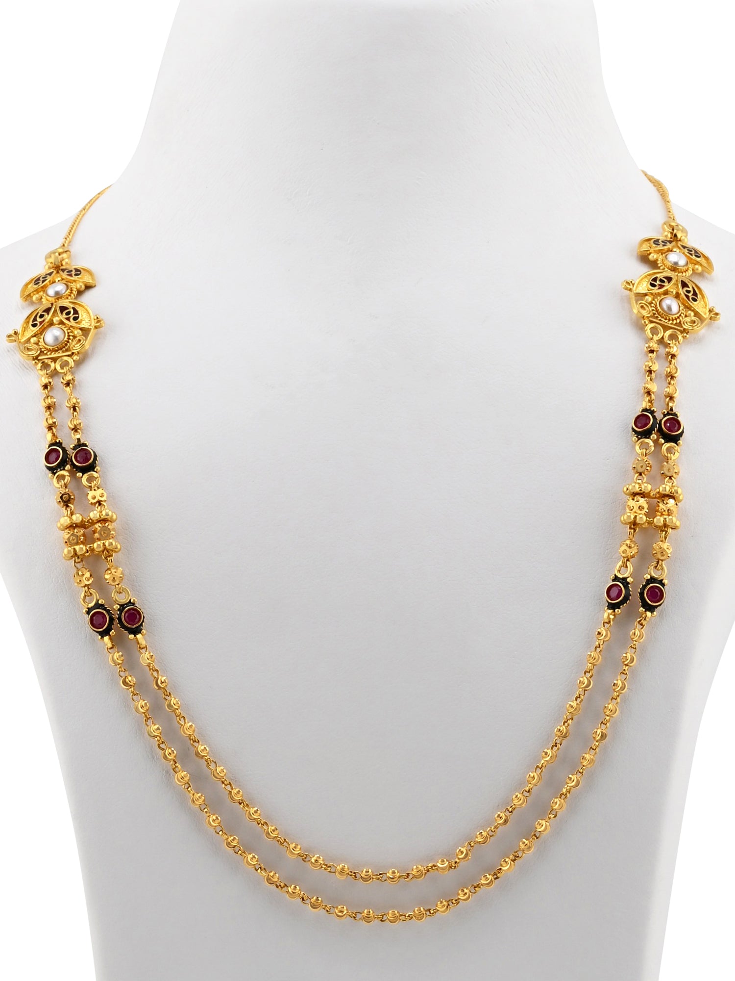 22ct Gold 2 Row CZ Necklace Set