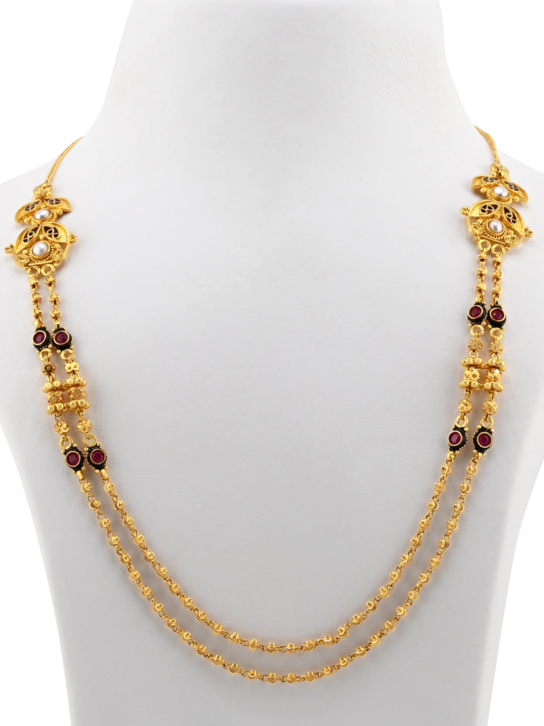22ct Gold 2 Row CZ Necklace Set