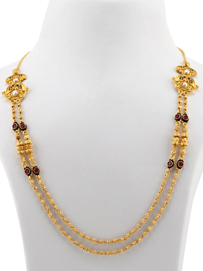 22ct Gold 2 Row CZ Necklace Set