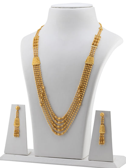 22ct Gold 5 Row Long Necklace Set