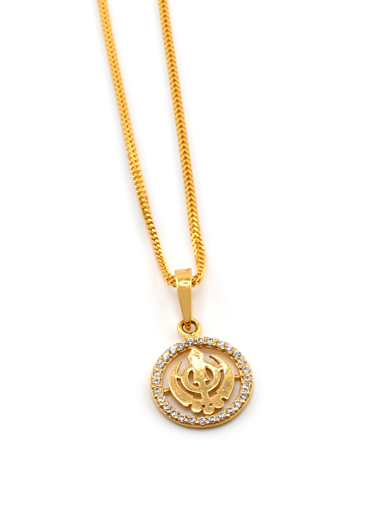 22ct Gold CZ Khanda Pendant