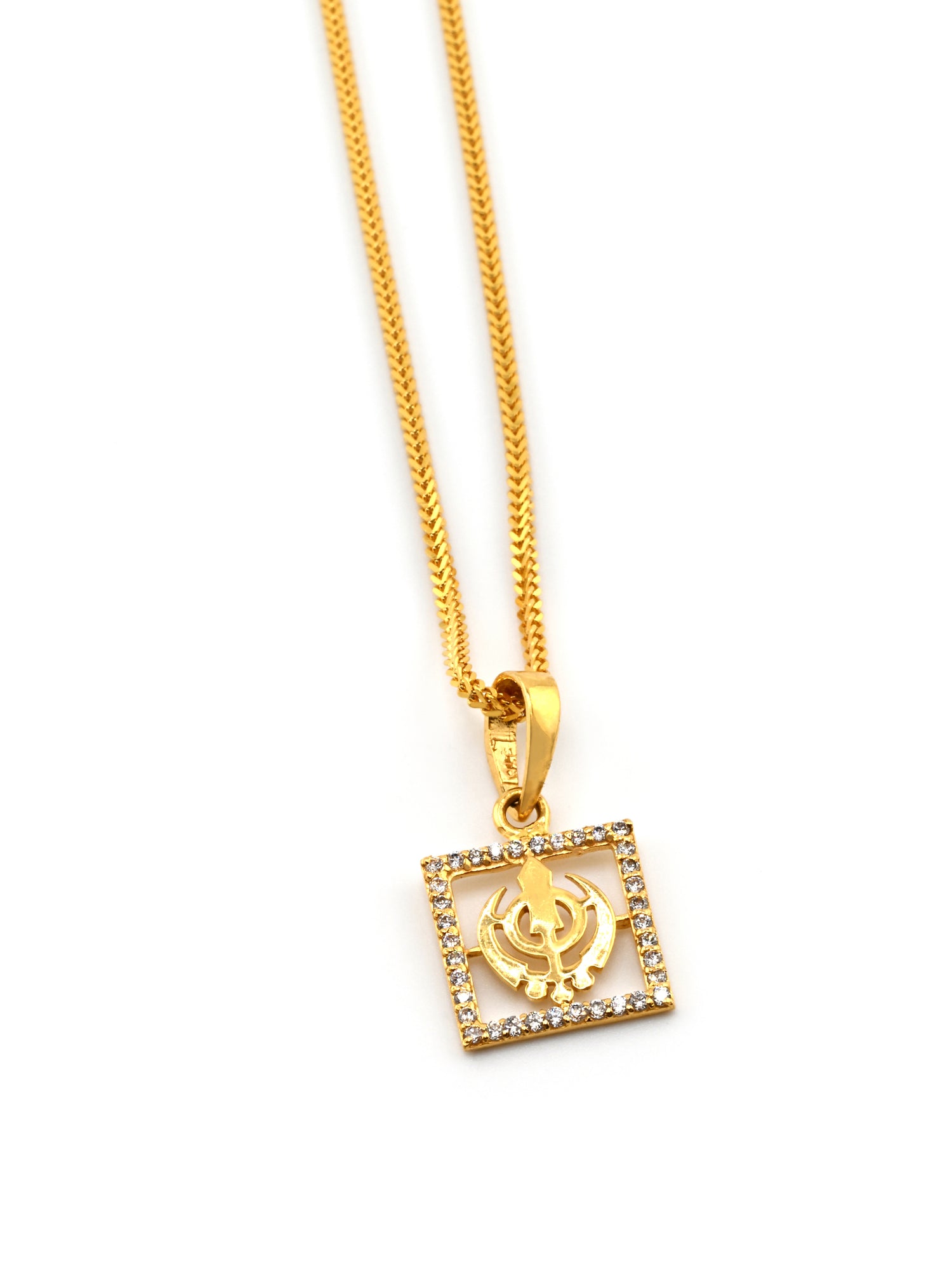 22ct Gold CZ Khanda Pendant