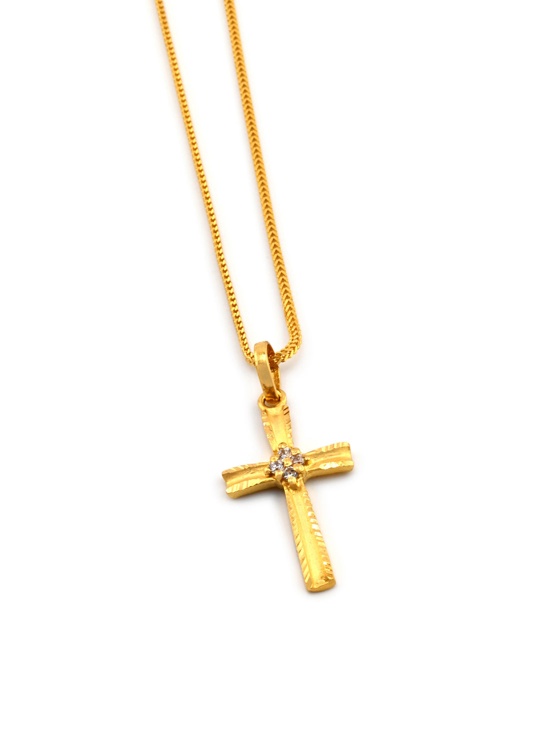 22ct Gold CZ Cross Pendant