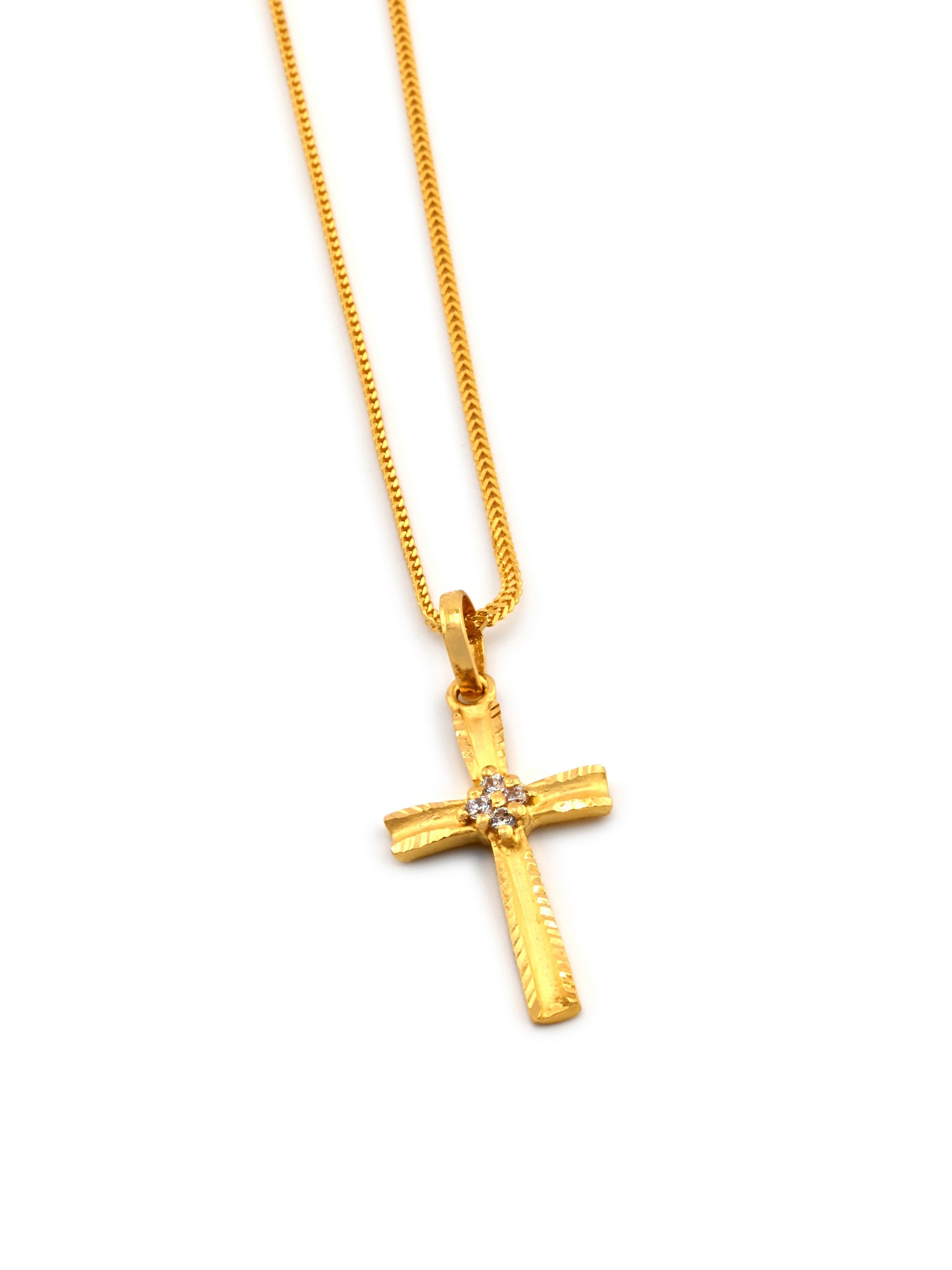 22ct Gold CZ Cross Pendant
