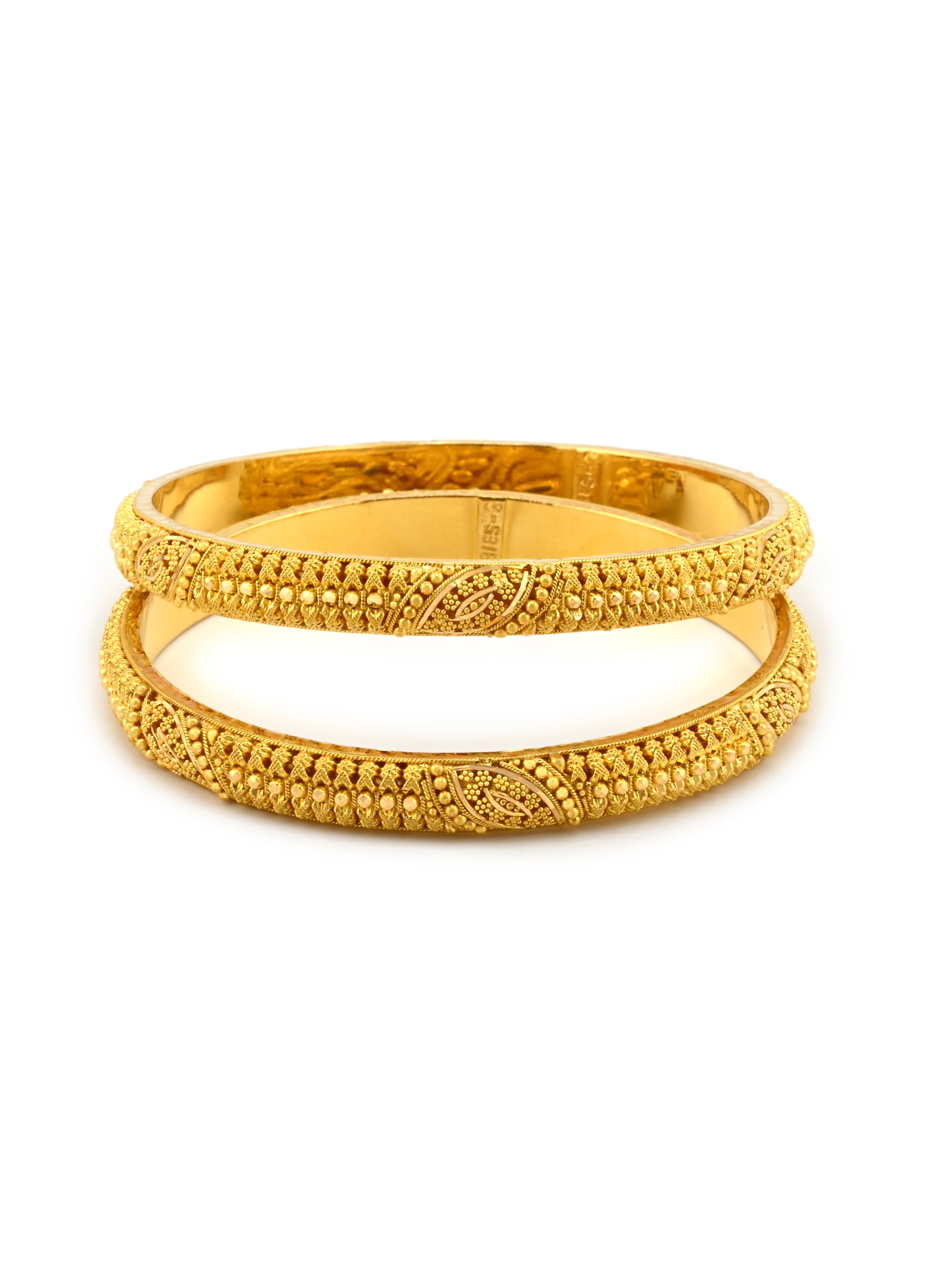 Exquisite 22ct Gold Filigree Pair Bangles