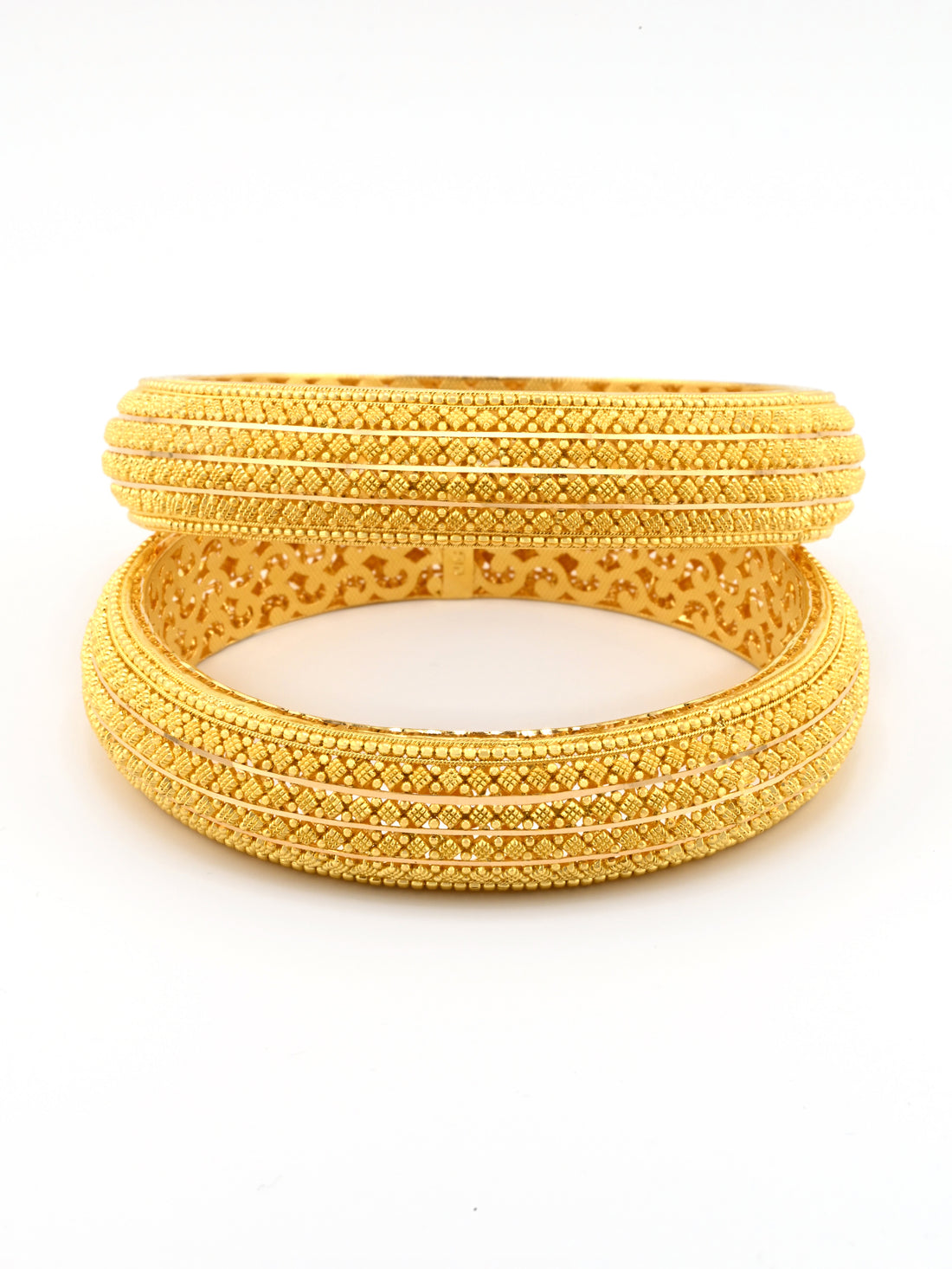 Classic 22ct Gold Filigree Broad Pair Bangles
