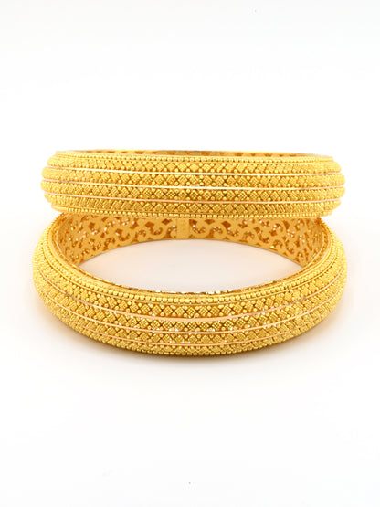 Classic 22ct Gold Filigree Broad Pair Bangles