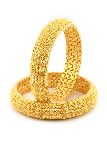 Classic 22ct Gold Filigree Broad Pair Bangles