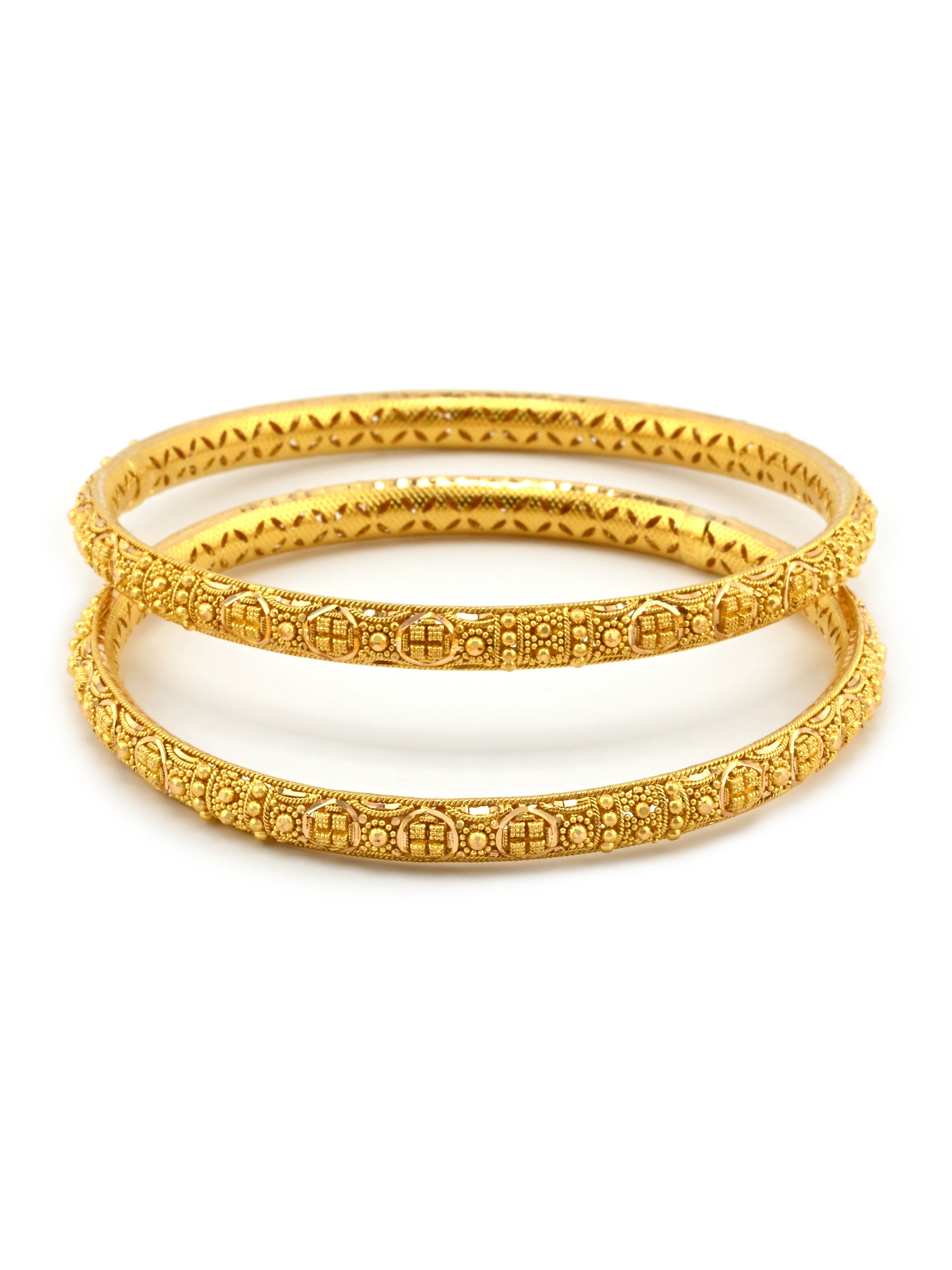 Traditional 22ct Gold Filigree Pair Bangles