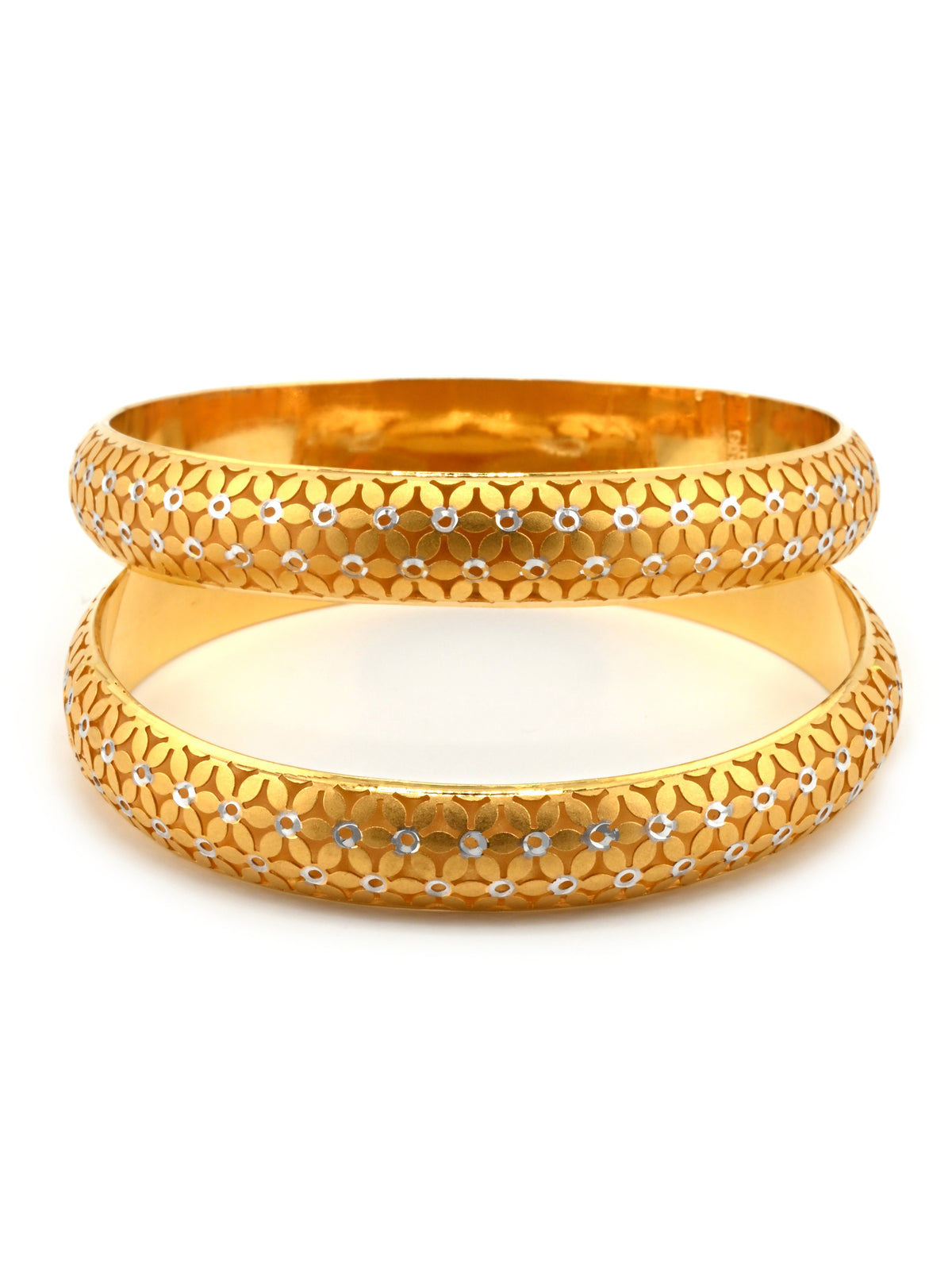 Two Bangles Premium 22ct Gold Two-Tone Pair Bangle – Manilal & Sons