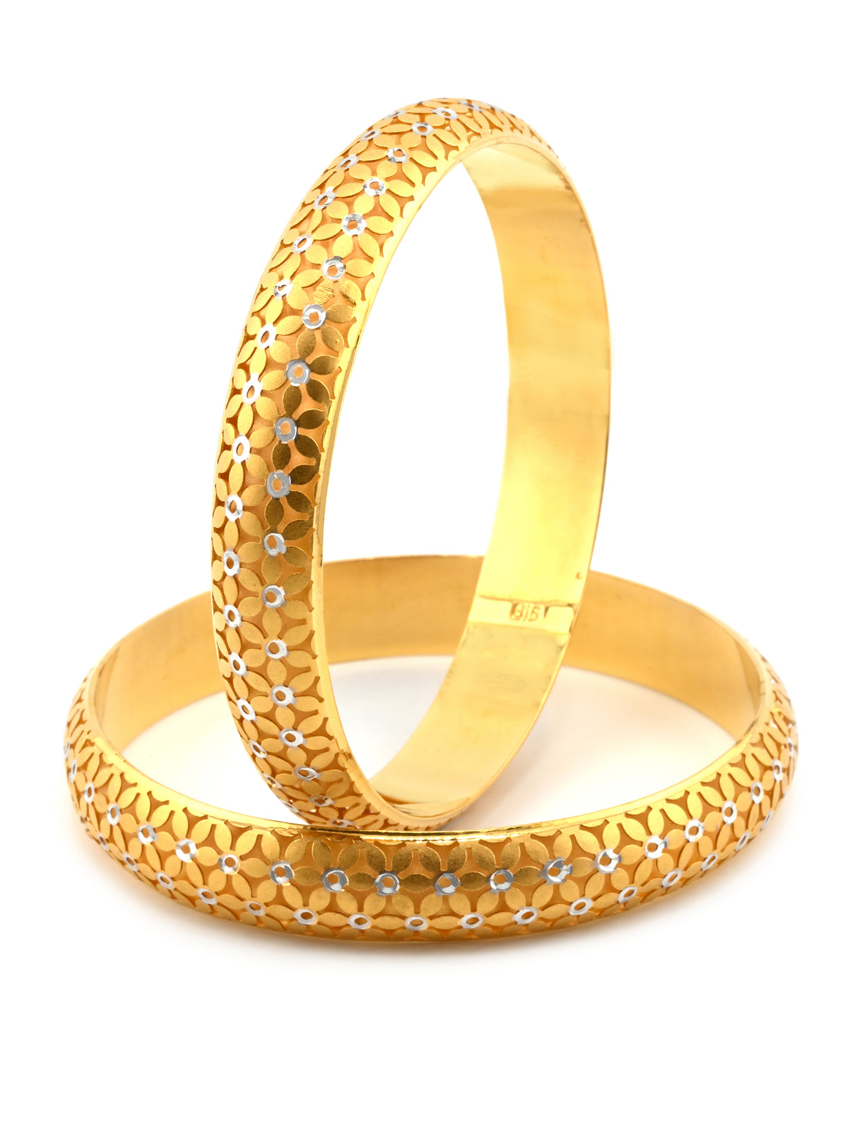Two Bangles Premium 22ct Gold Two-Tone Pair Bangle – Manilal & Sons