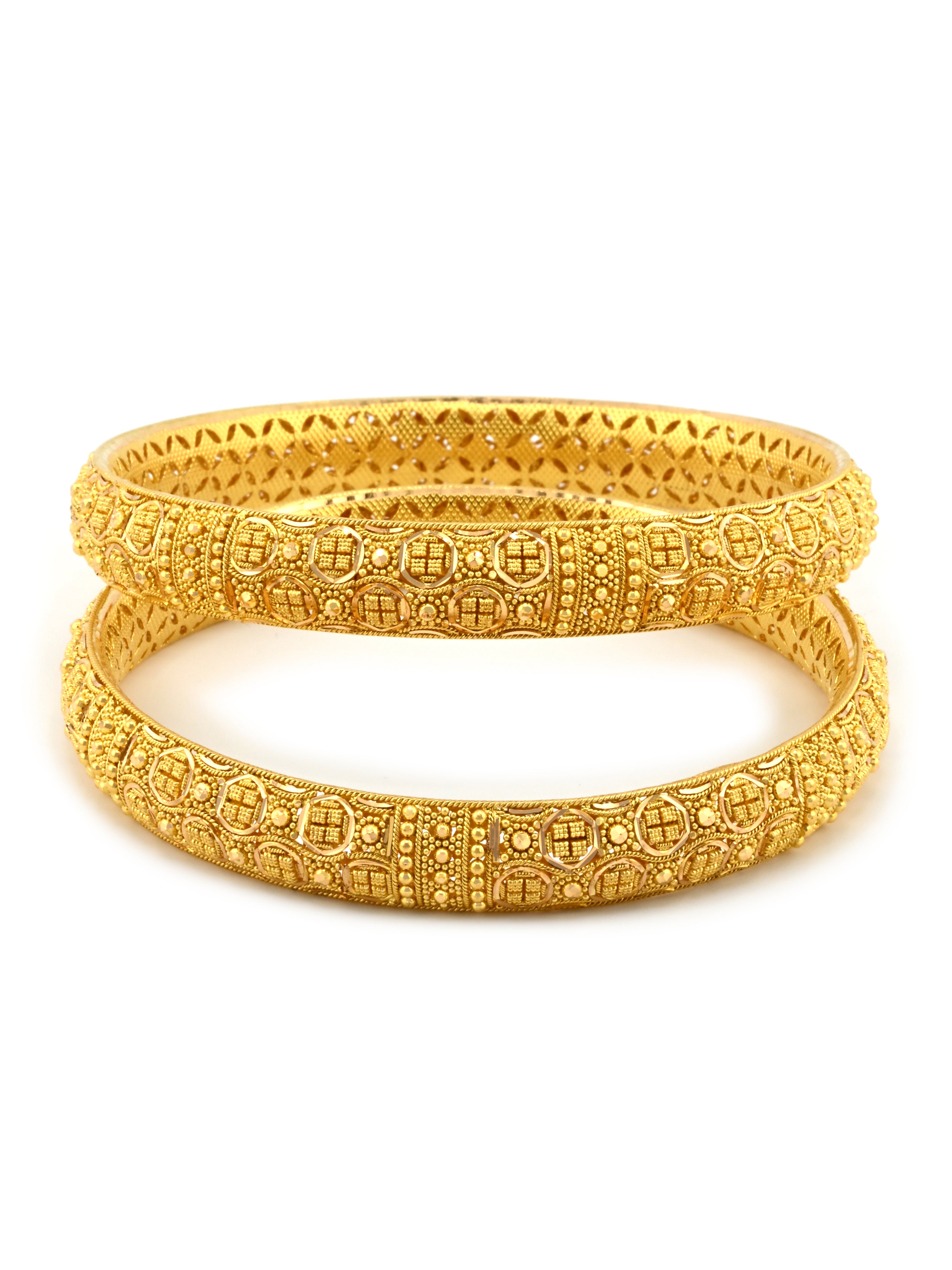 Traditional 22ct Gold Filigree Pair Bangles