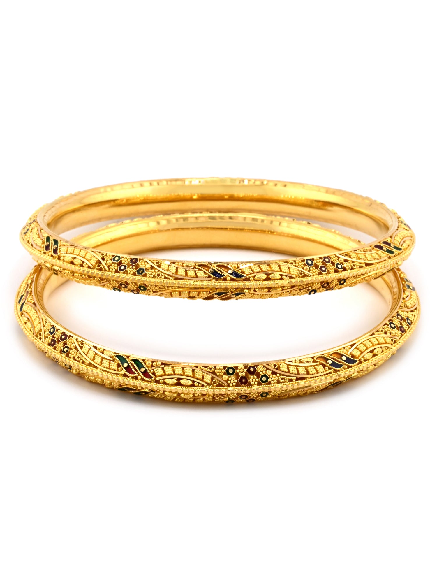 Timeless 22ct Gold Meenakari Pair Bangles
