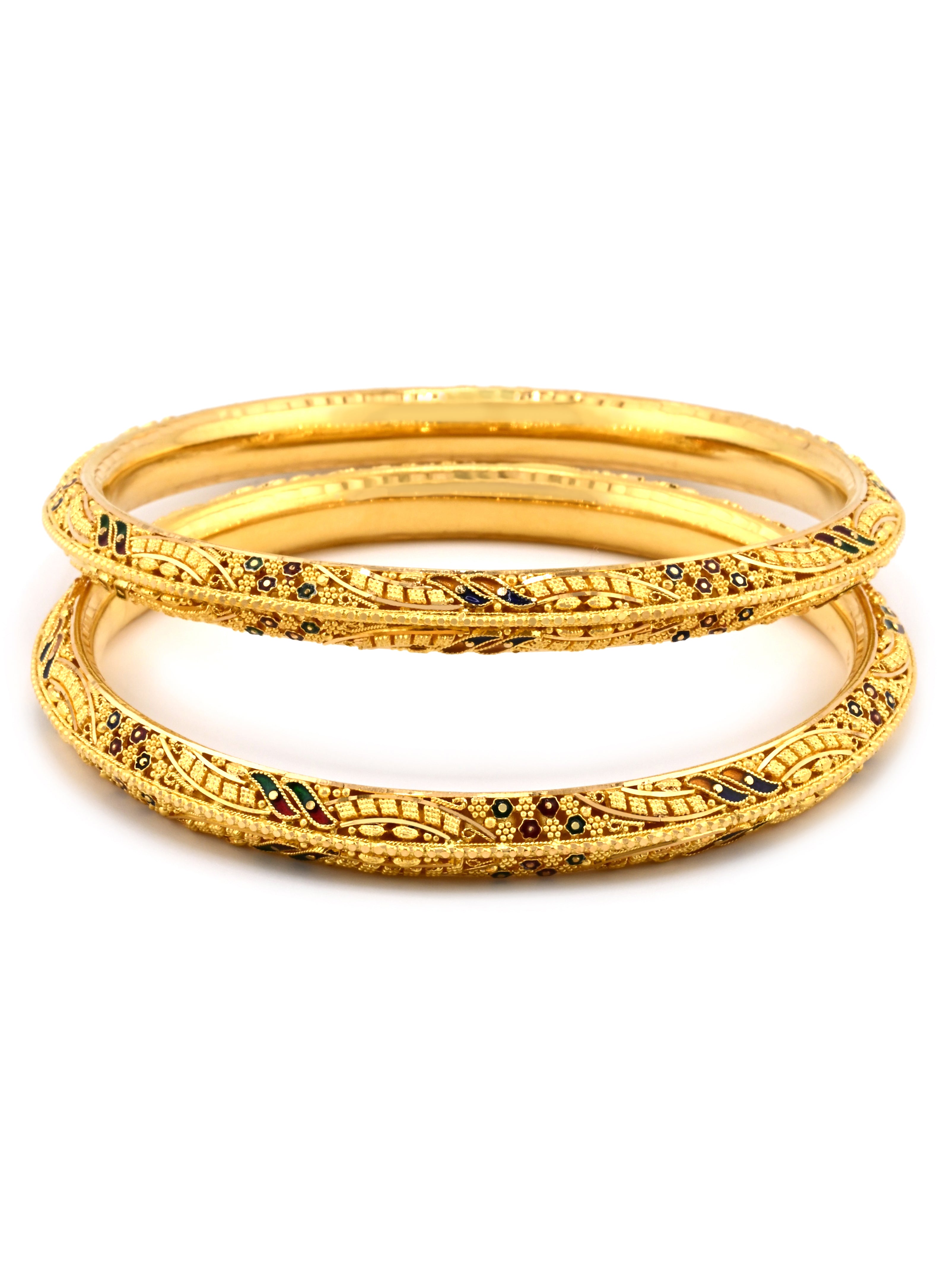 Timeless 22ct Gold Meenakari Pair Bangles