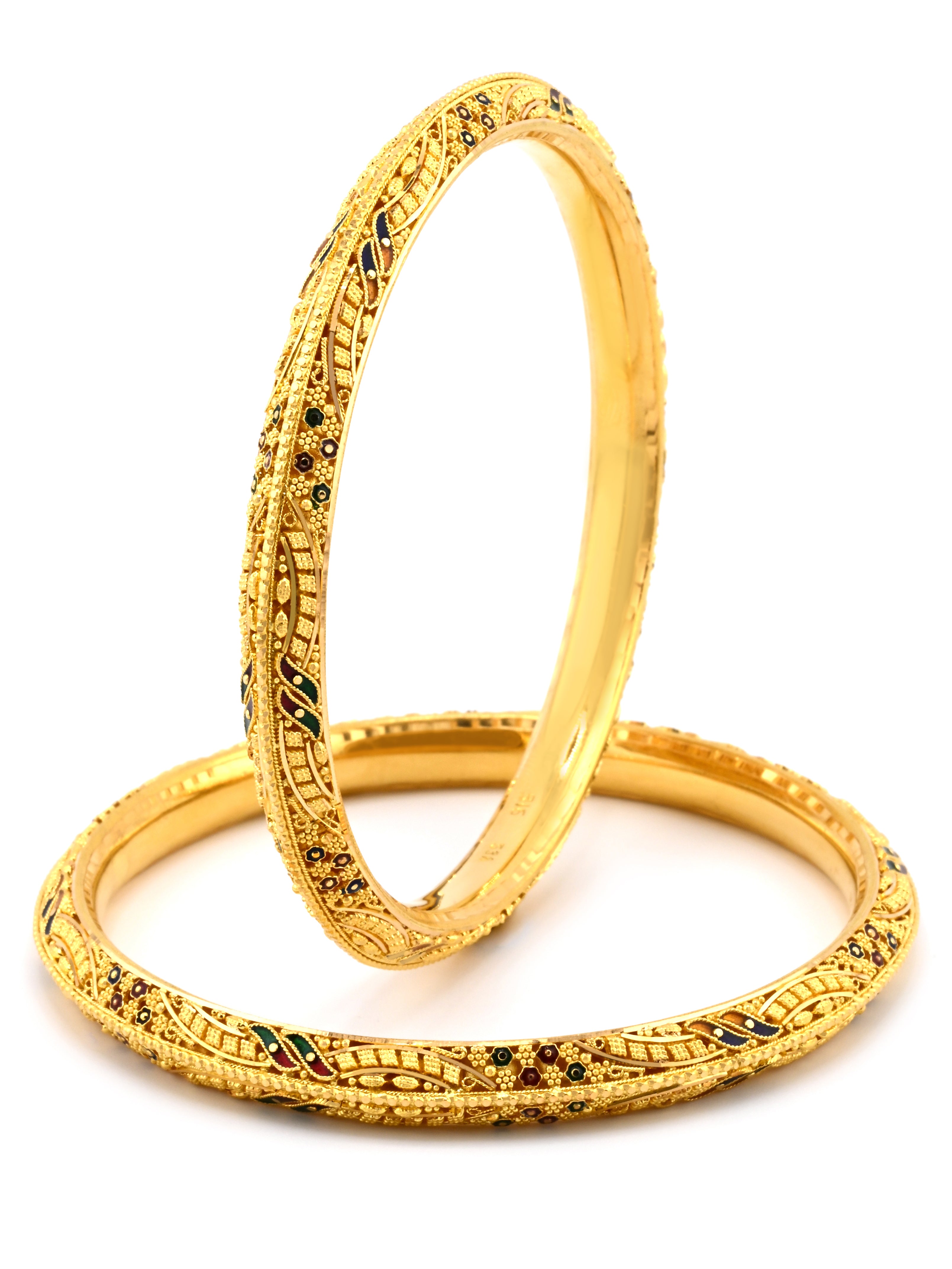 Timeless 22ct Gold Meenakari Pair Bangles