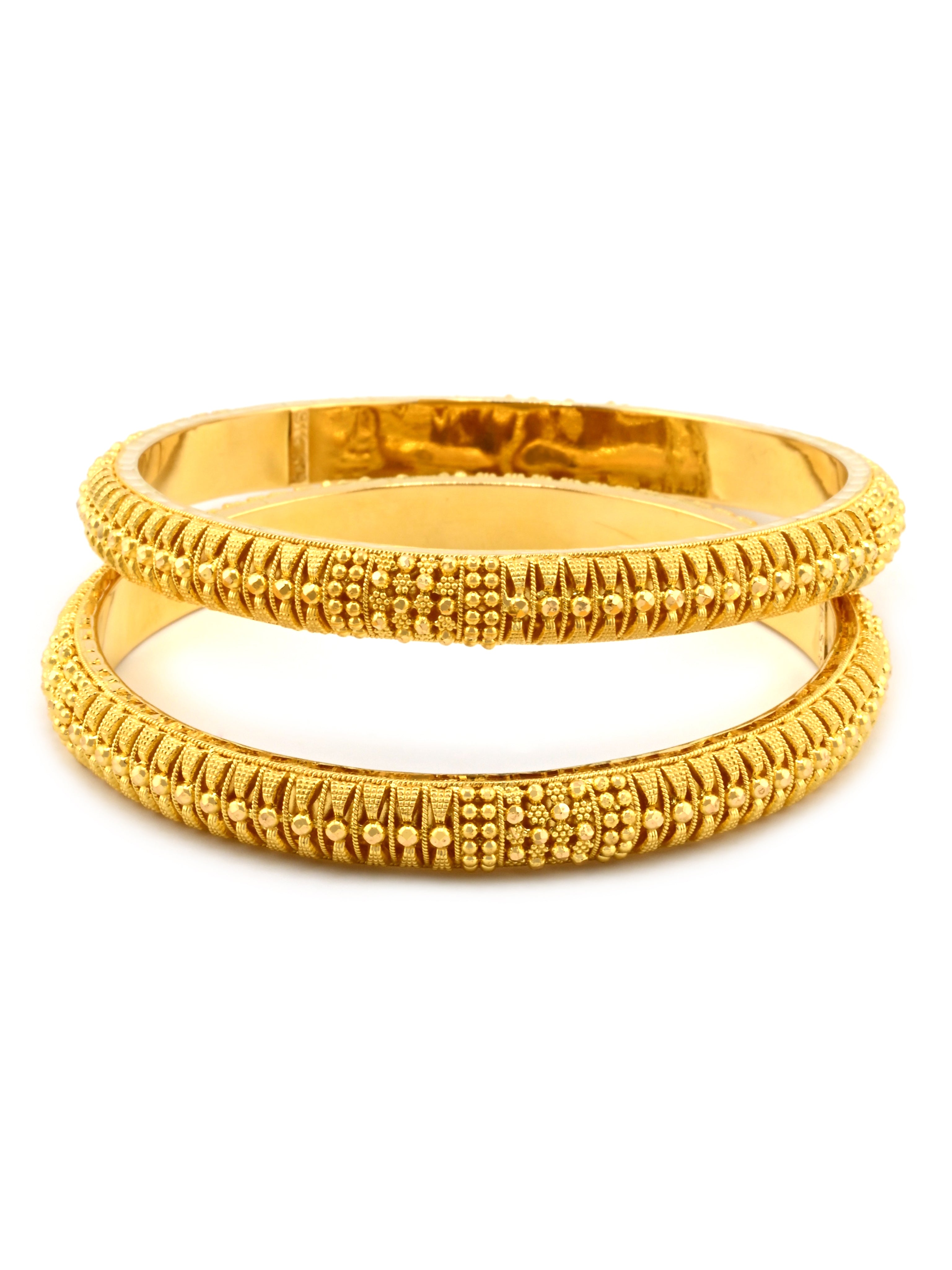 Exquisite 22ct Gold Filigree Pair Bangles