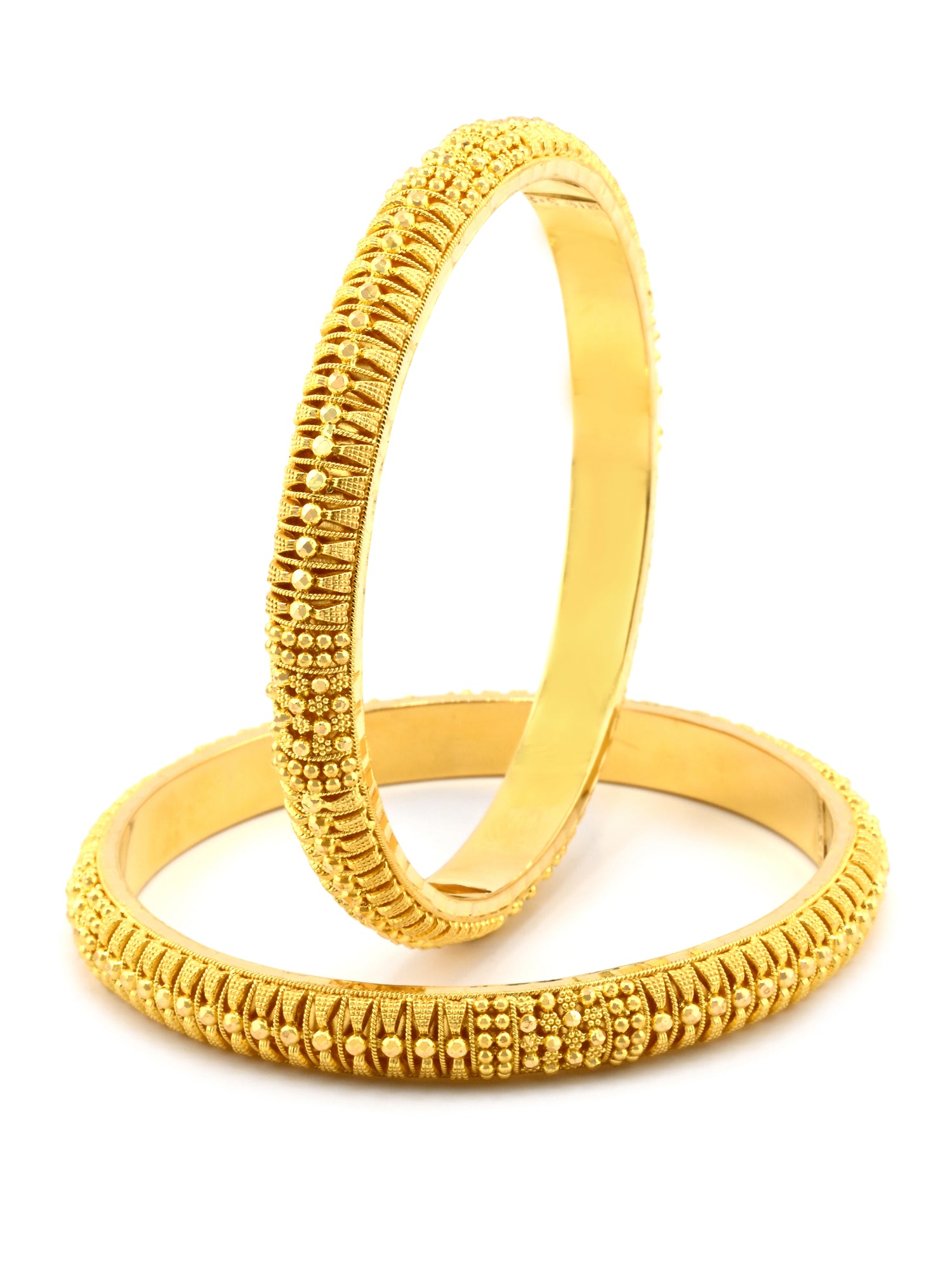 Exquisite 22ct Gold Filigree Pair Bangles