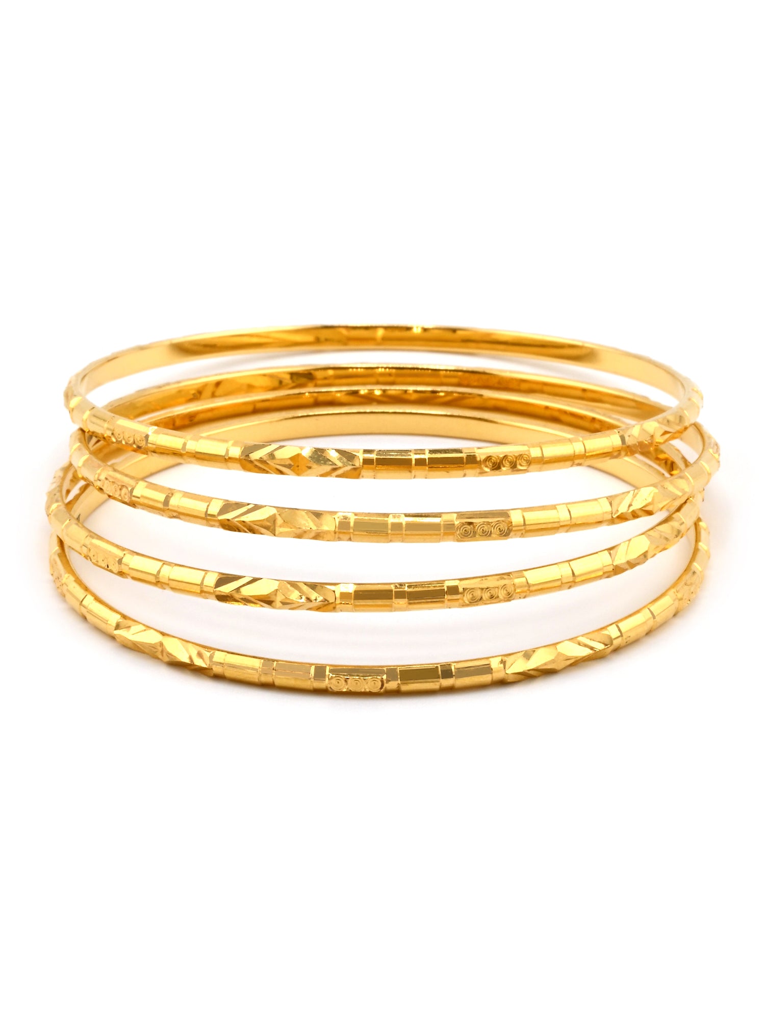 Comfortable Solid 22ct Gold 4 Piece Bangles