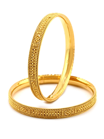 Comfort-Fit 22ct Gold Filigree Pair Bangles