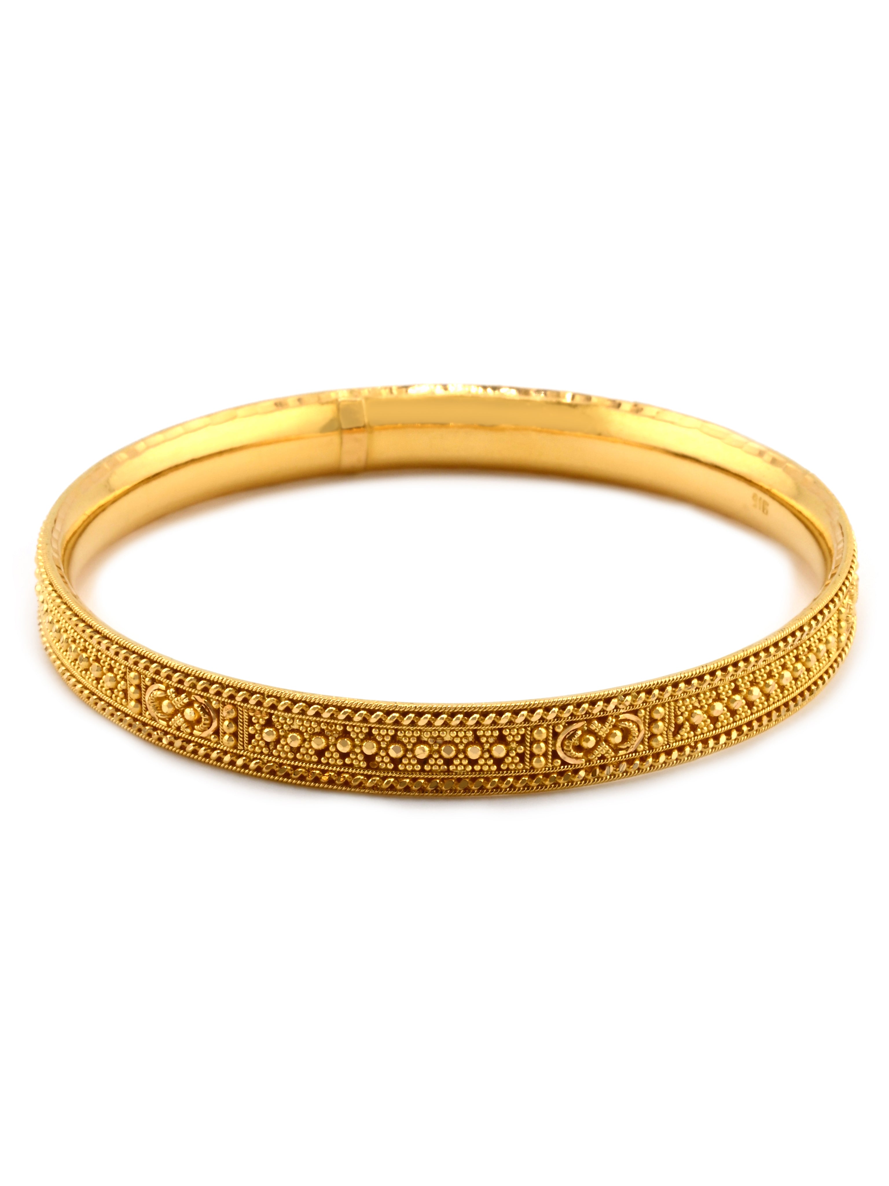 Comfort-Fit 22ct Gold Filigree Pair Bangles