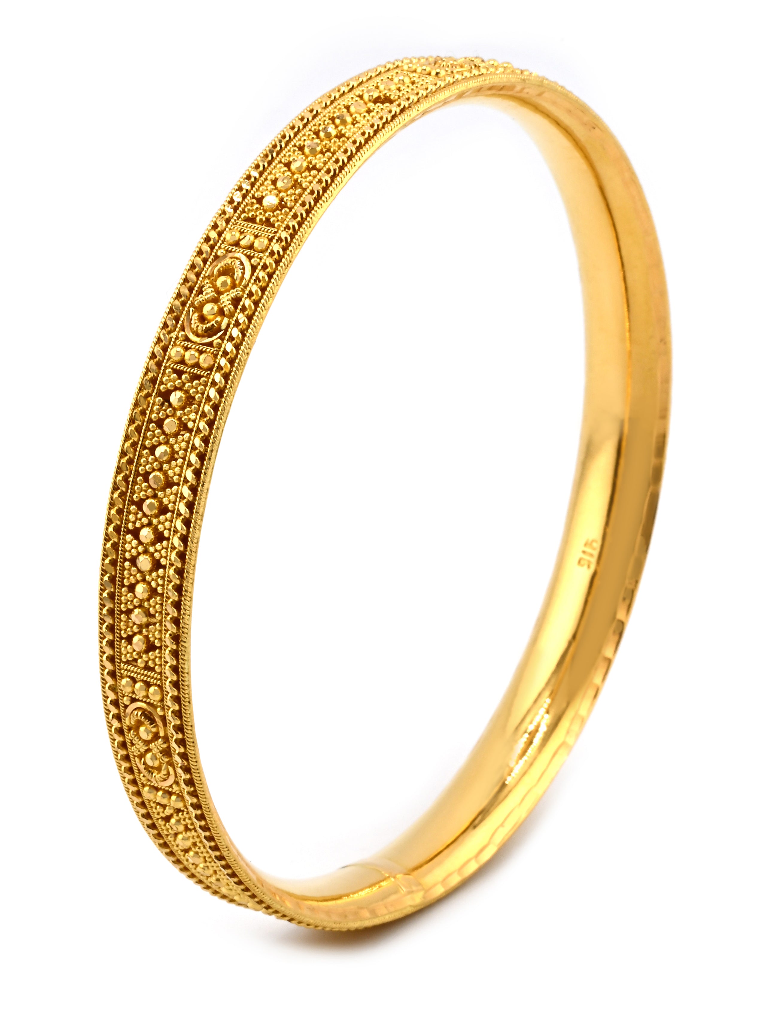 Comfort-Fit 22ct Gold Filigree Pair Bangles