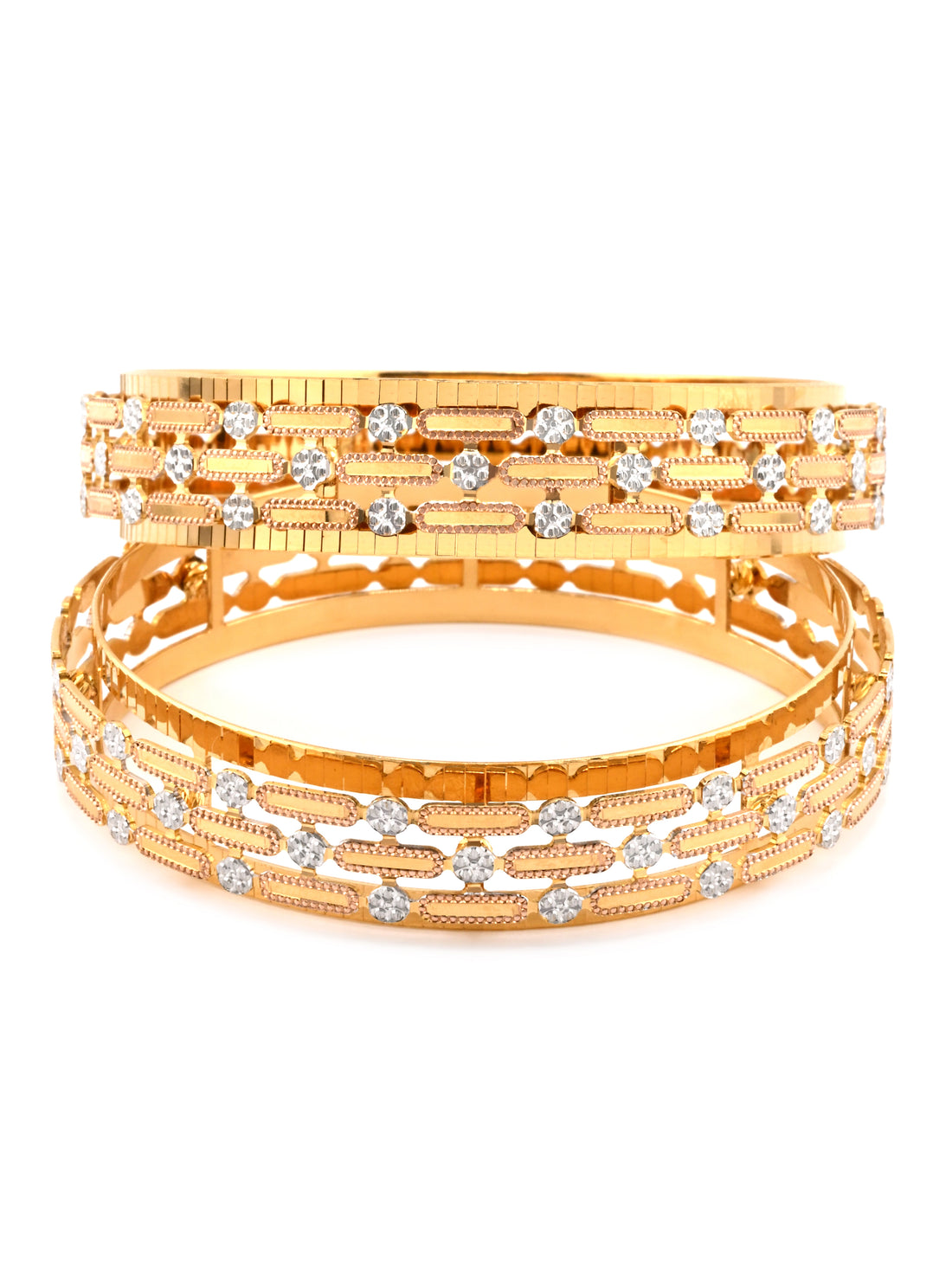 Premium 22ct Gold Three Tone Pair Bangles