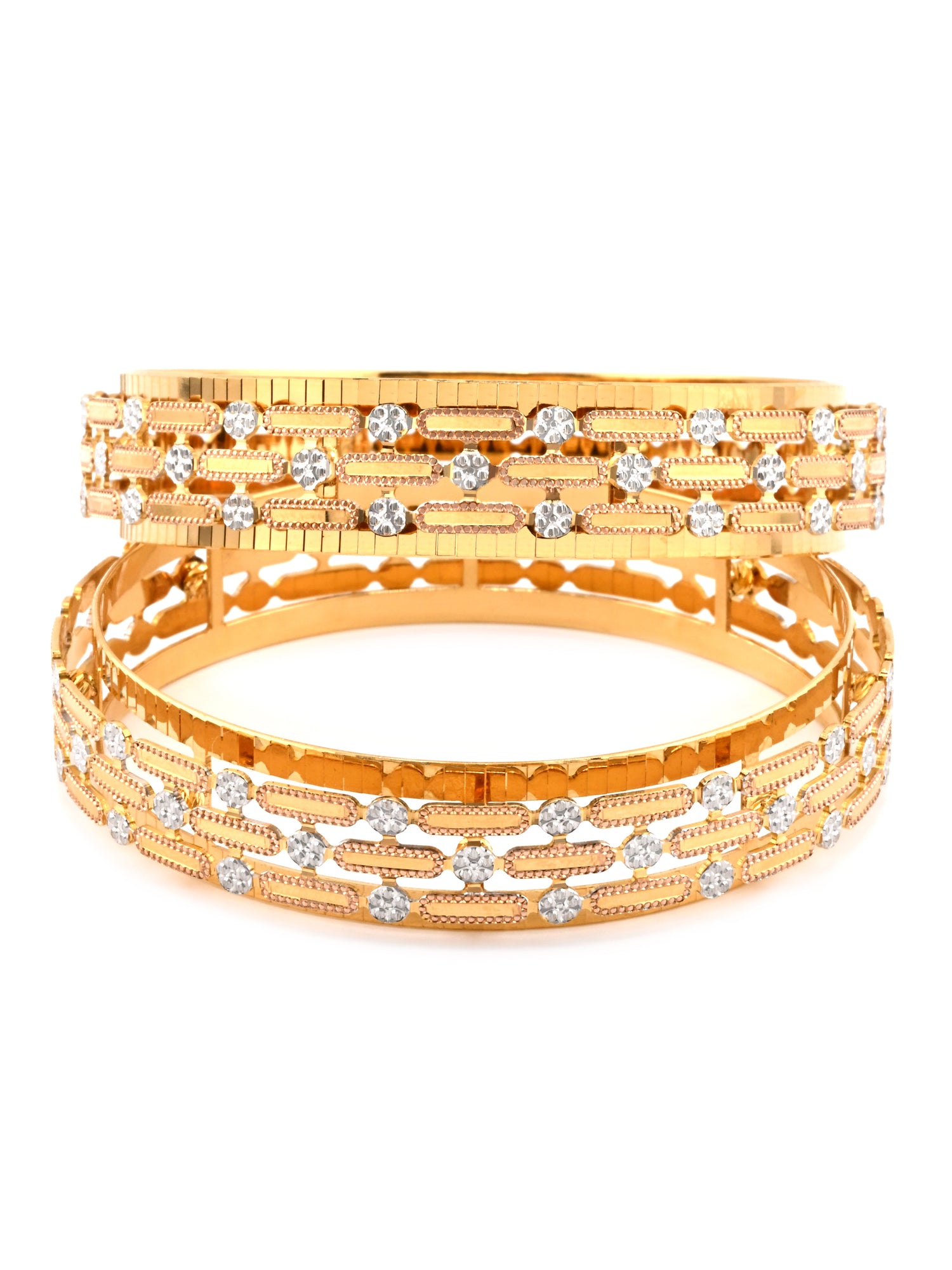 Premium 22ct Gold Three Tone Pair Bangles