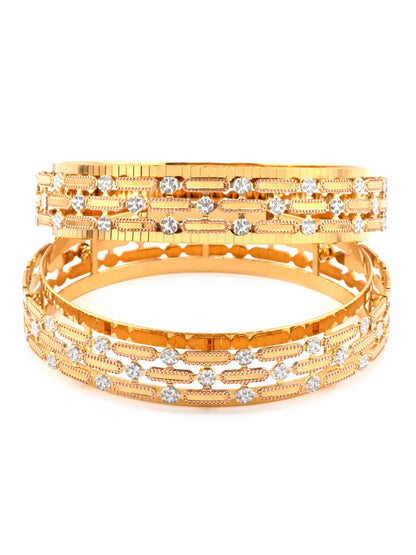 Premium 22ct Gold Three Tone Pair Bangles