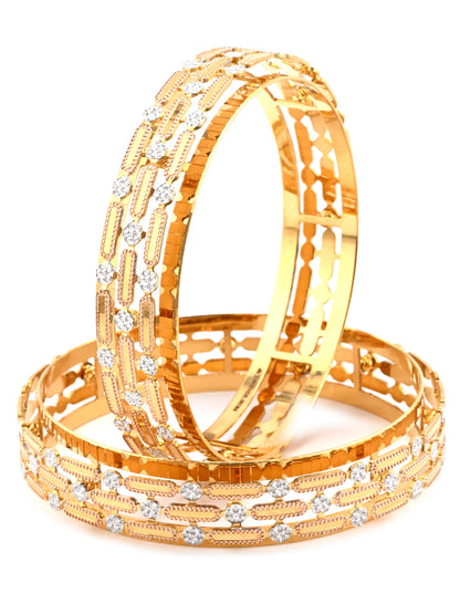 Premium 22ct Gold Three Tone Pair Bangles